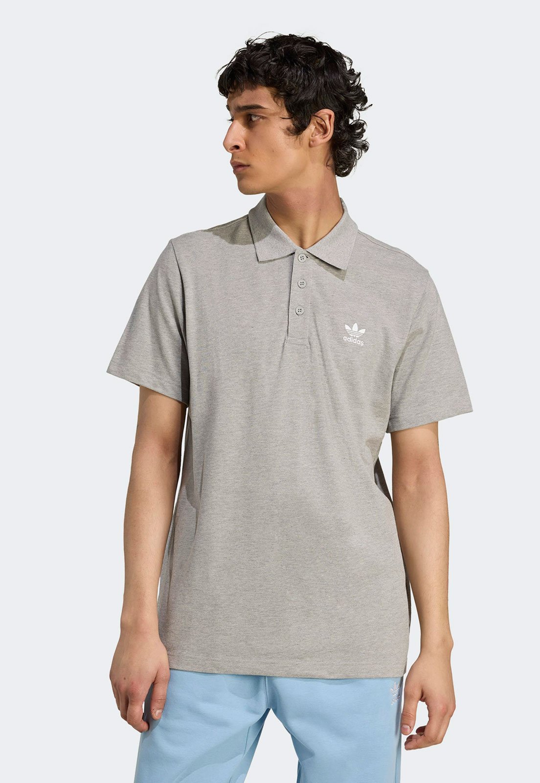 Camisa Polo adidas Originals Reta Essentials Cinza