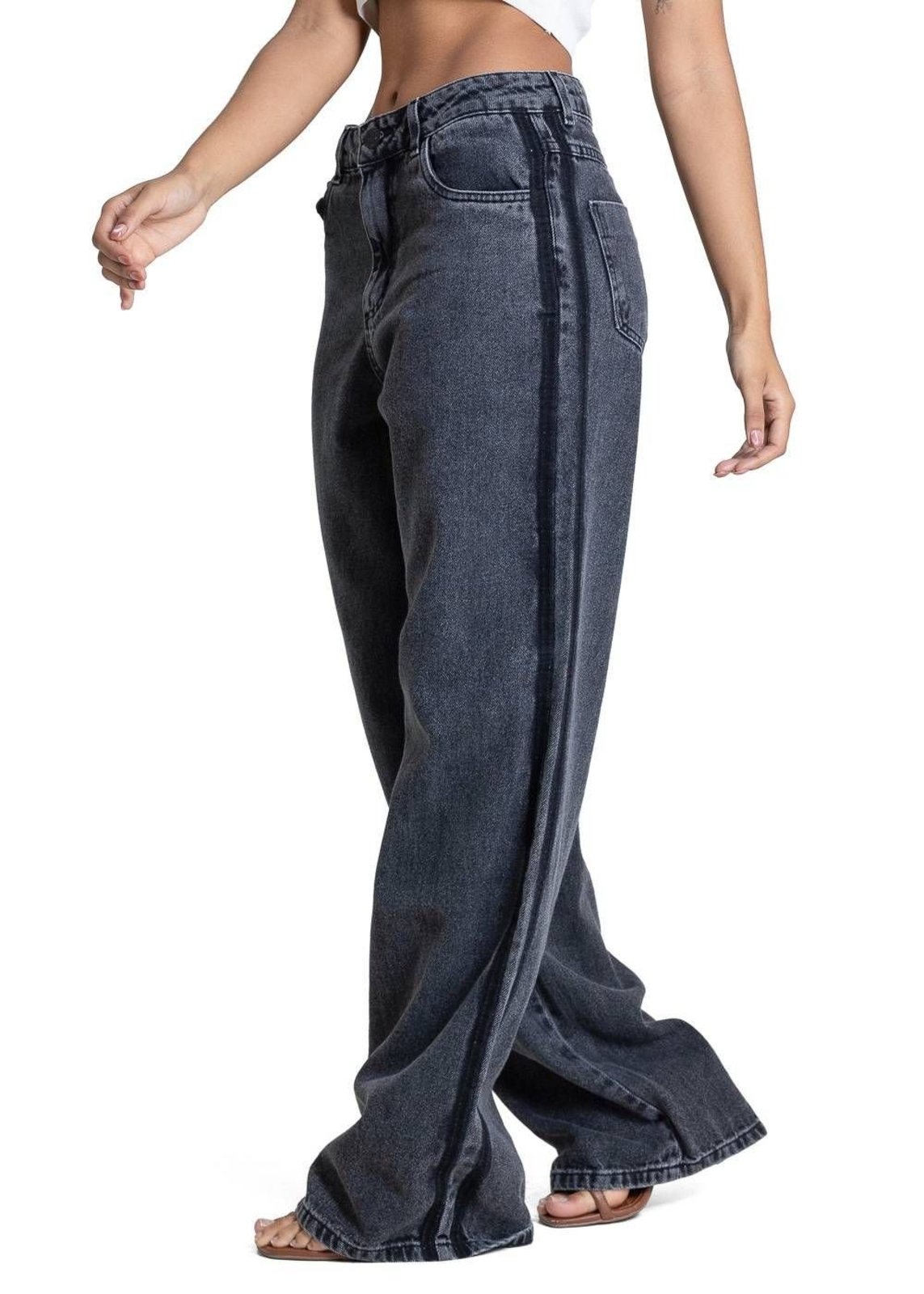 Calça Jeans Sawary Wide Leg - 283146 - Preto - Sawary