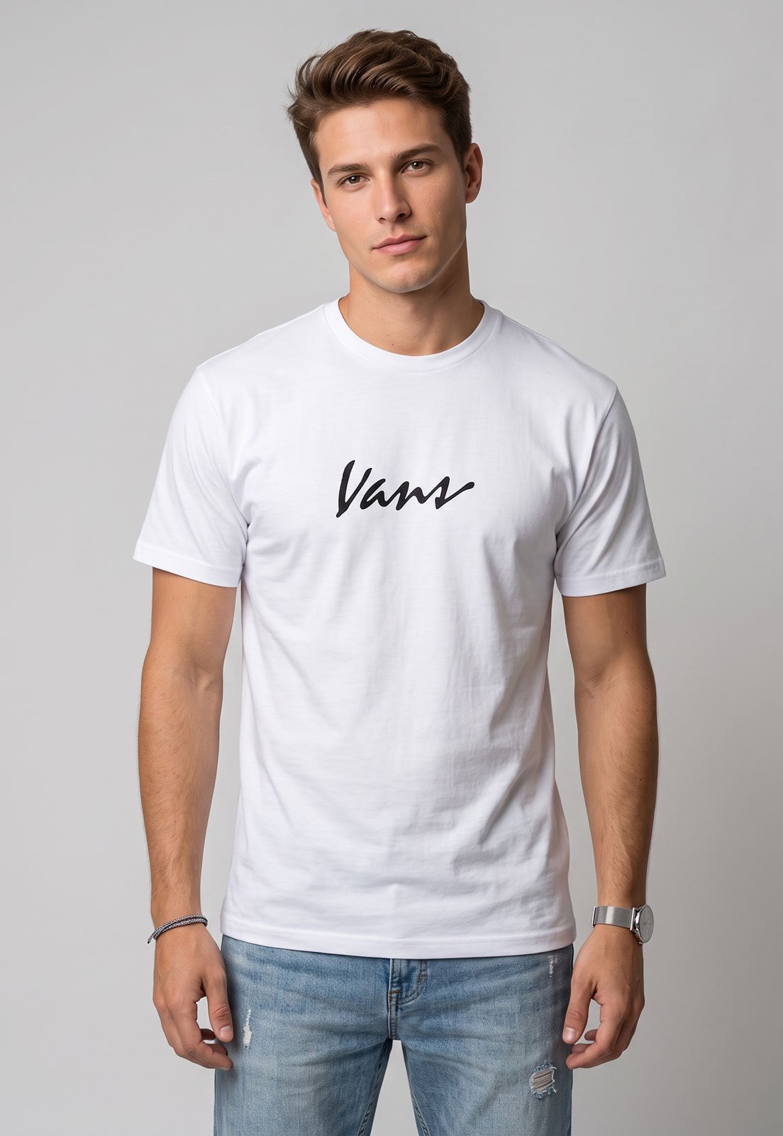 Camiseta Masculina Vans Classic Script SS Tee Branca