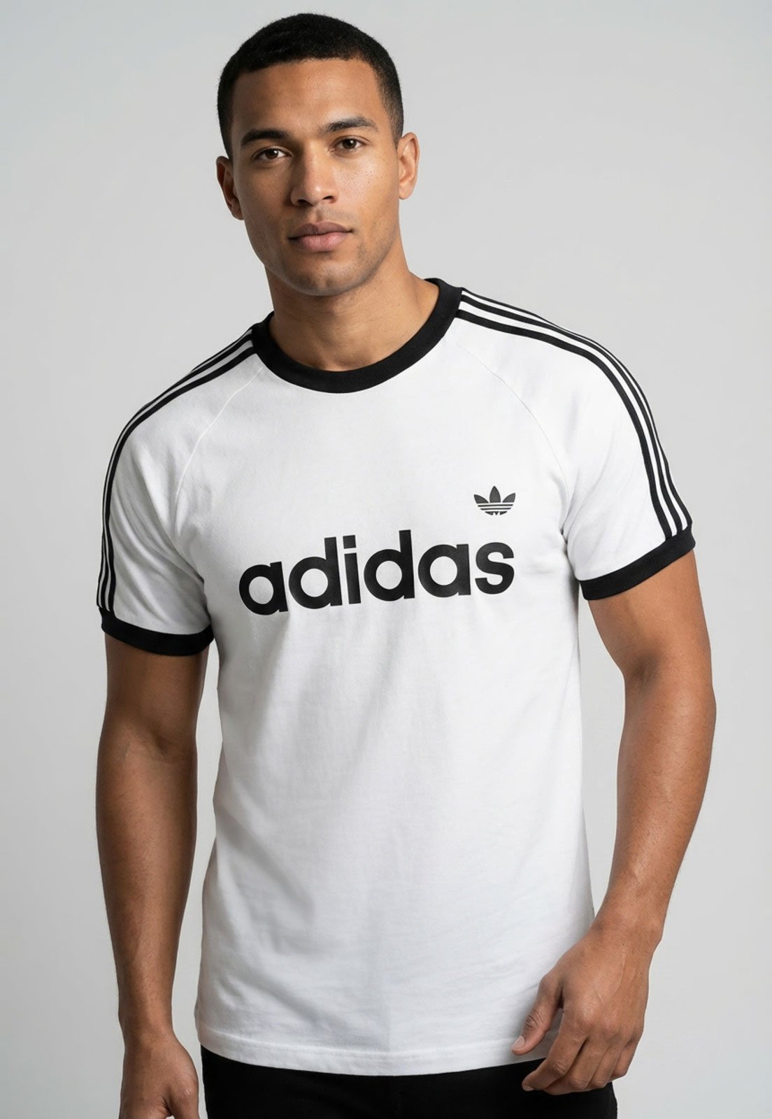 Camiseta Masculina adidas Originals 3S Ringer Branca