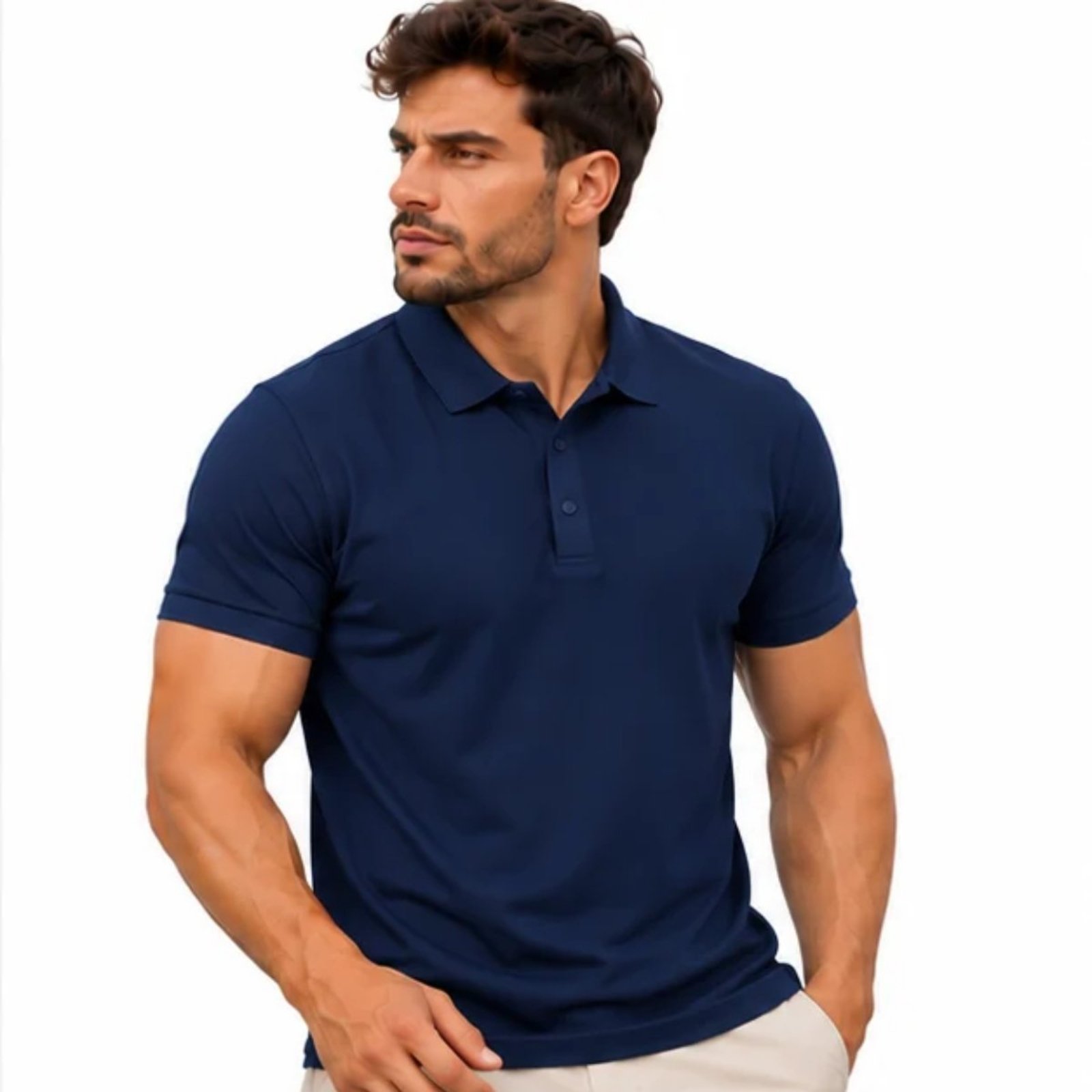 Polo Masculina Poliamida Casual Esportiva Confortável Premium Marinho