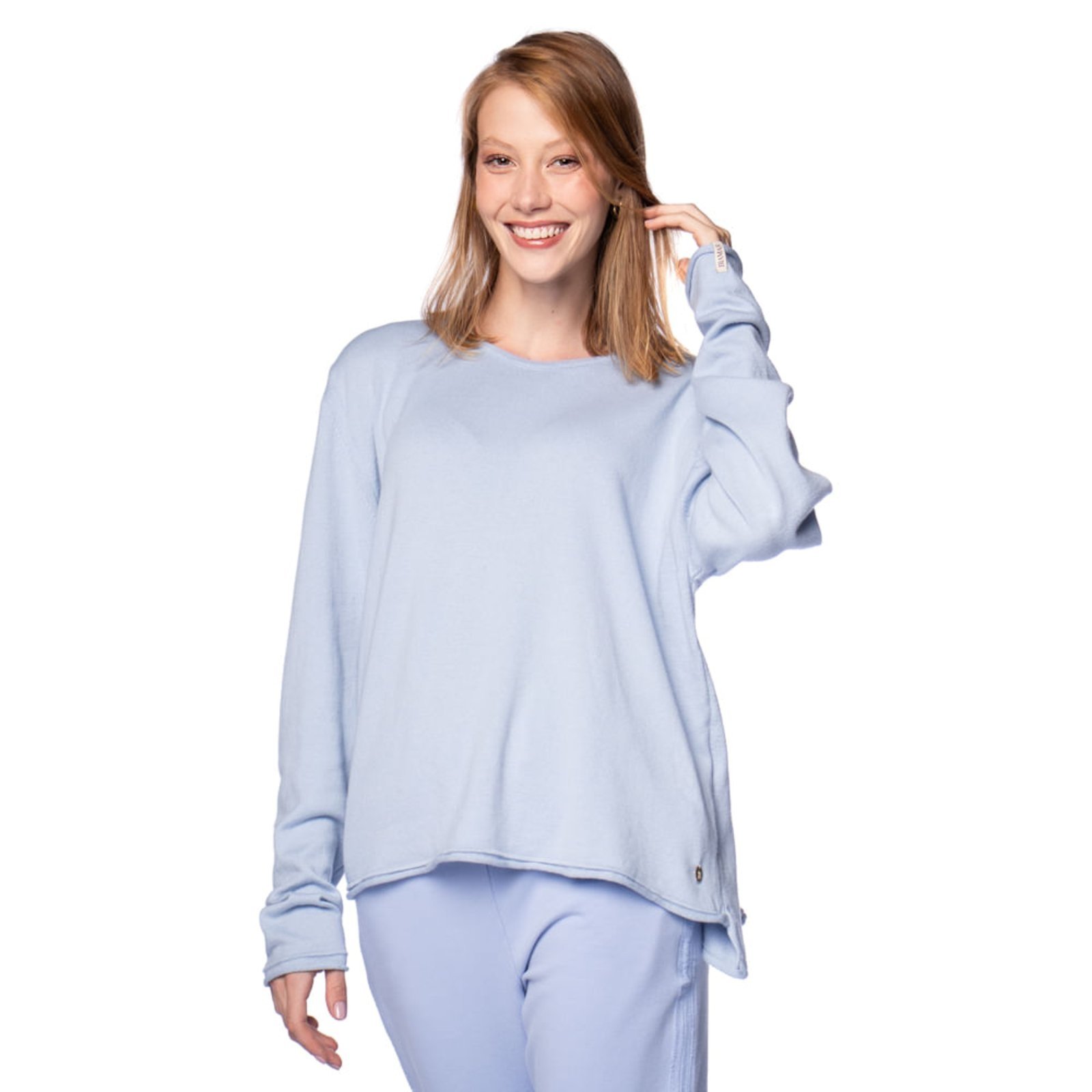 Blusa Feminina Biamar Mullet Algodão Azul