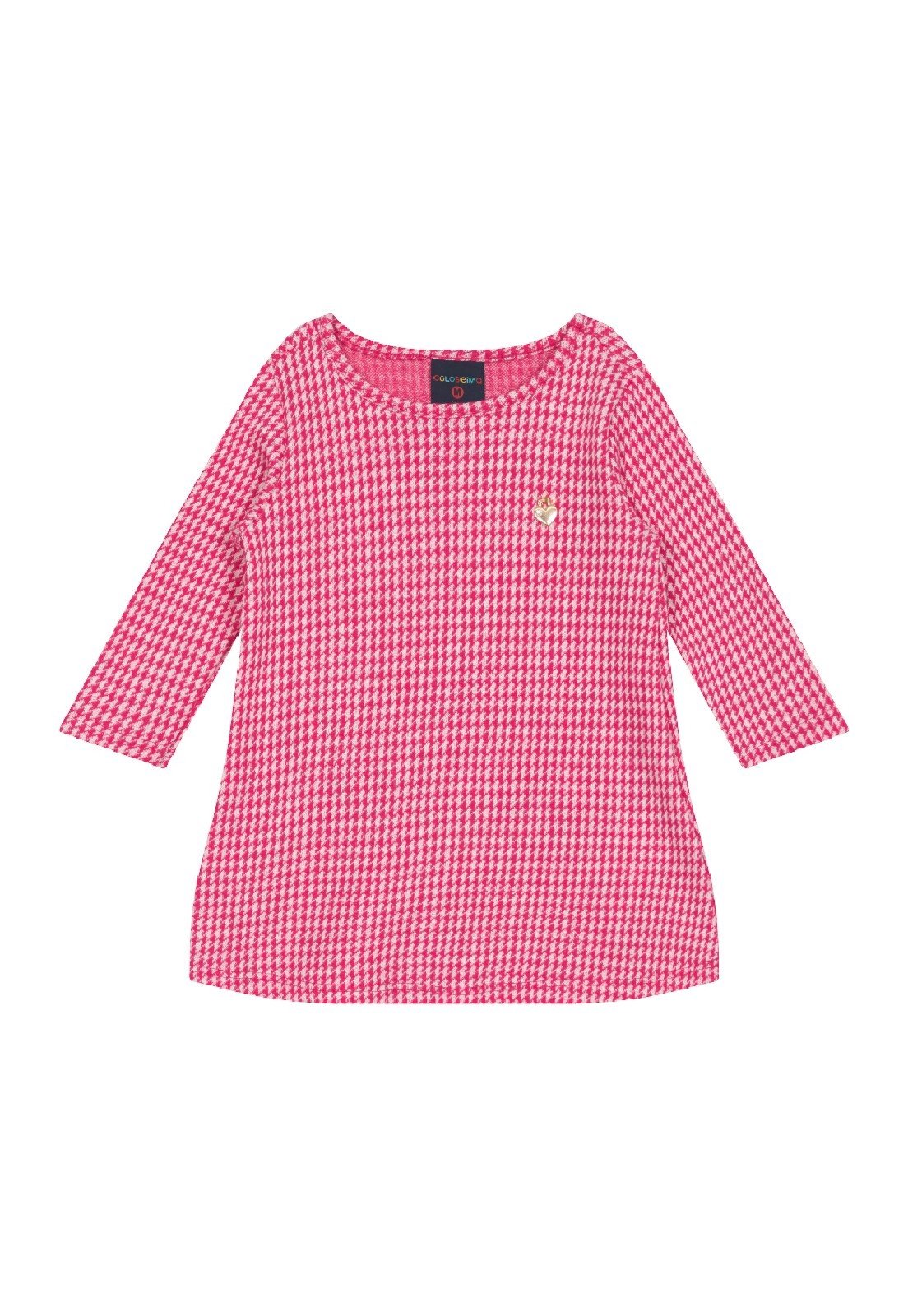 Infantil - Vestido para em Interlock Pied Poule Guloseima Laranja
