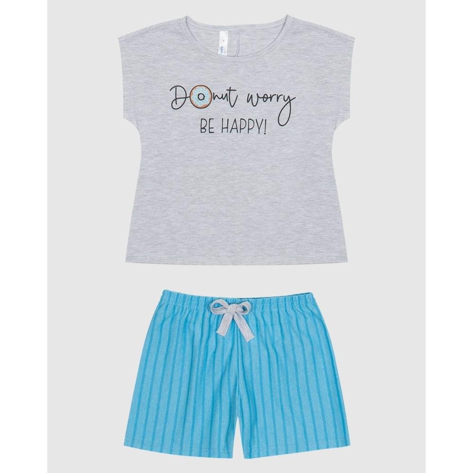 Pijama Menina Shorts Em Malha Listrada Malwee