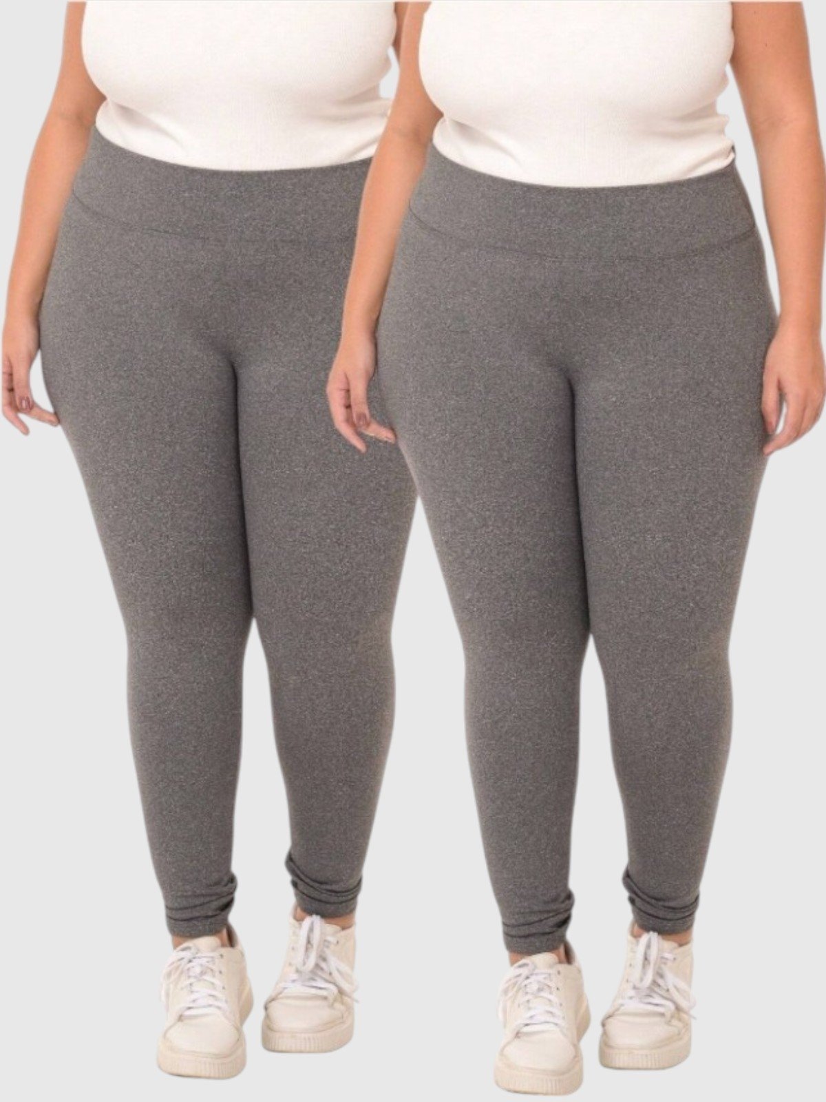 Kit com 02 Calças Legging Plus Size D Bell Outlet Fashion Feminina Academia Cintura Alta Cinza
