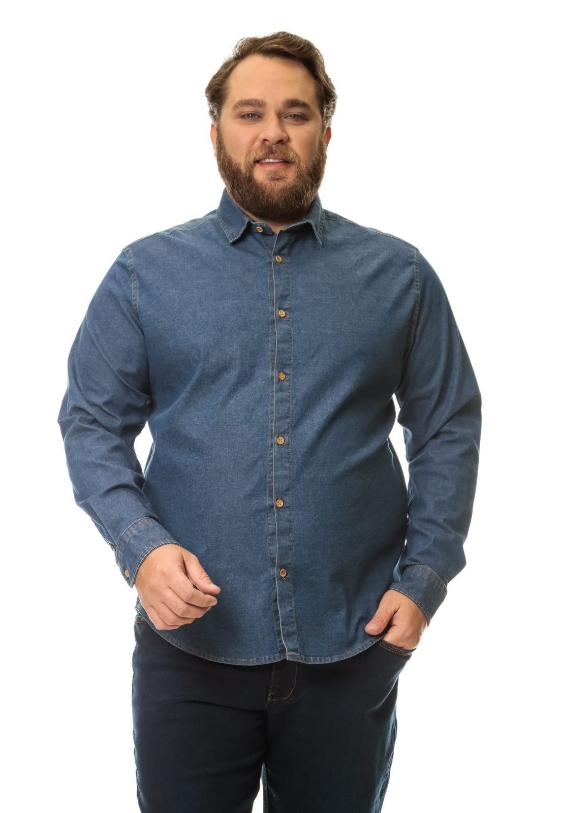 Camisa Jeans Masculina Manga longa Over Size Crocker