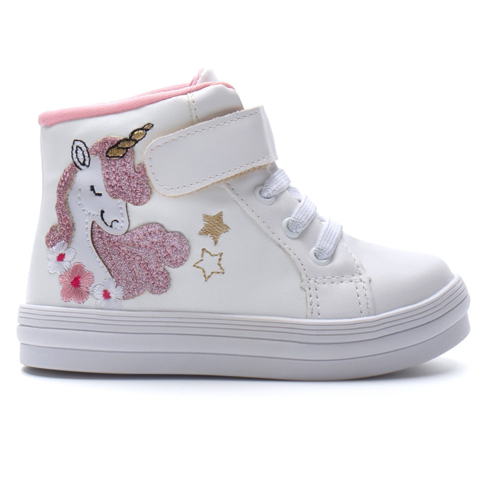 Infantil – Tênis Menina Fashion Unicornio Cano Alto Branco