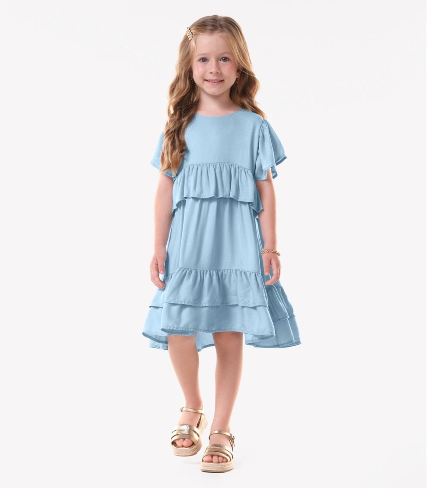 Infantil - Vestido Menina Viscose Trick Nick Azul