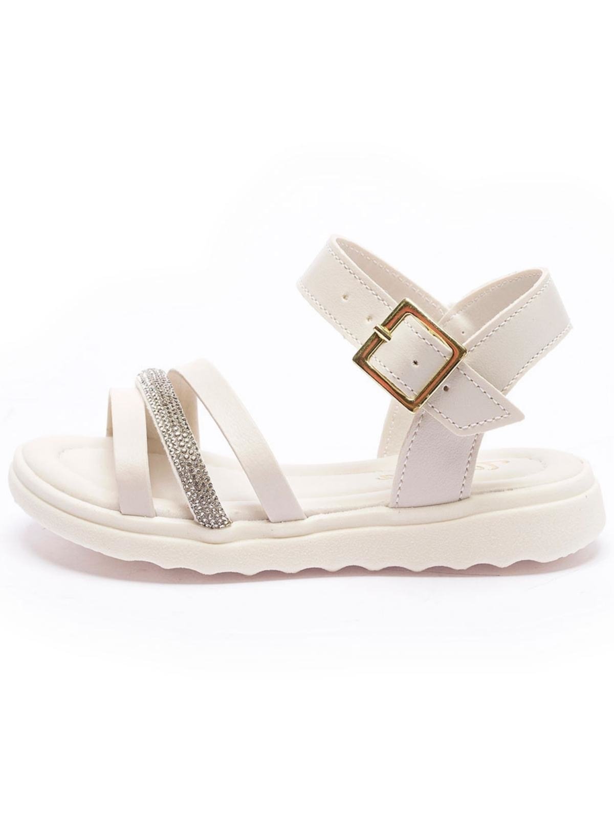 Infantil – Sandália Feminina Tininha Menina Tira Strass Off White