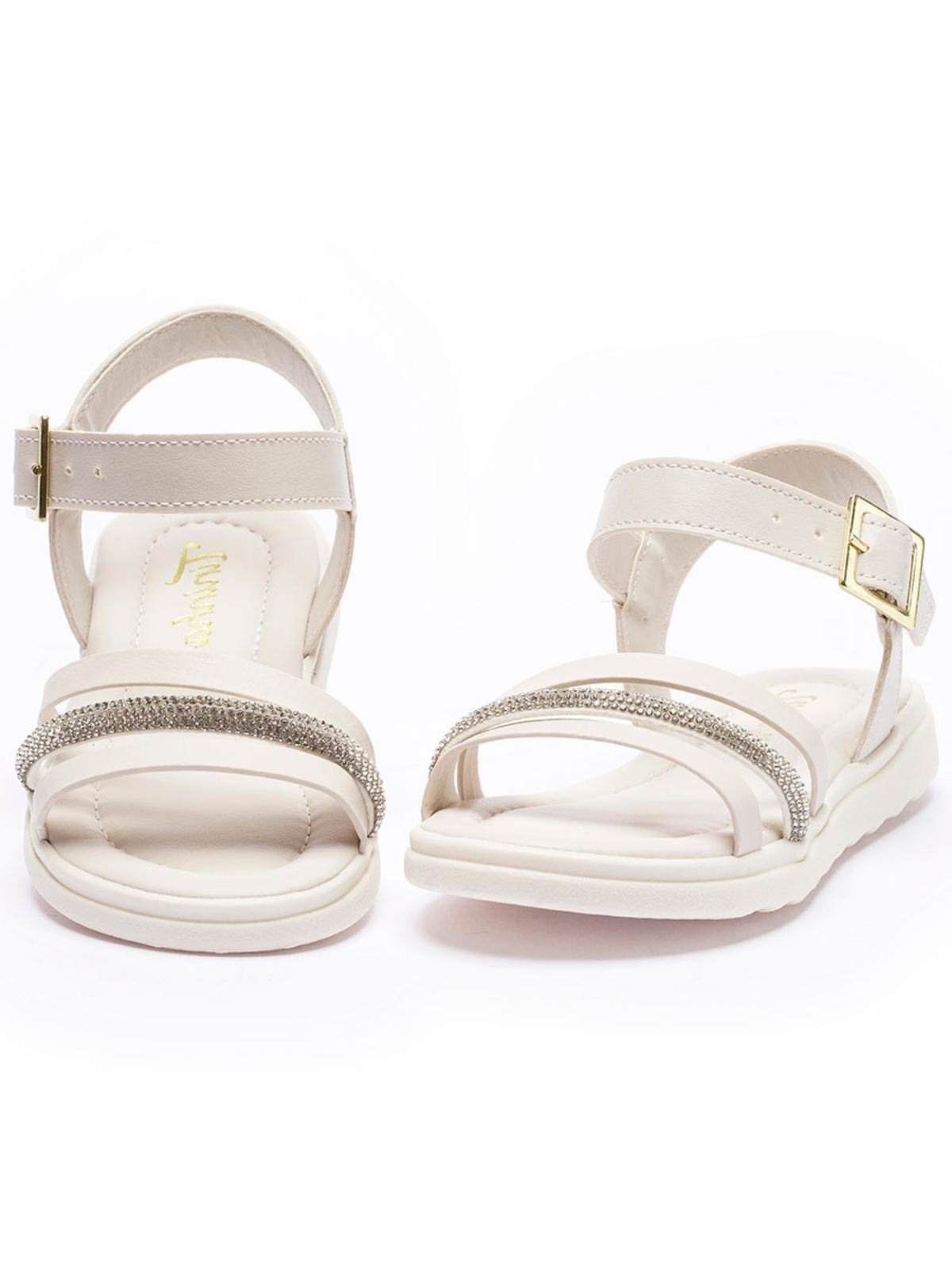 Vista 3 Infantil - Sandália Feminina Tininha Menina Tira Strass Off White off-white white Tininha off-white white