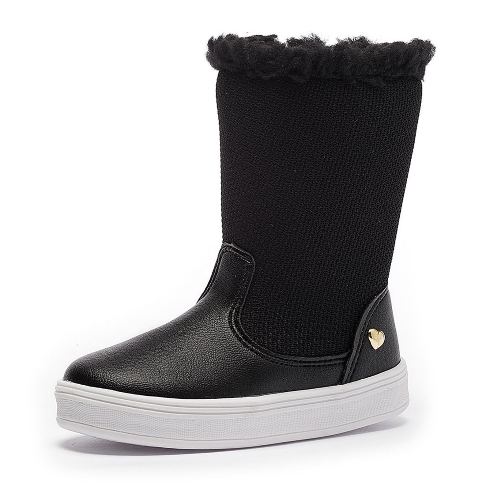 Infantil - Bota Tênis Feminina Tininha Menina Casual com Pêlo Preto