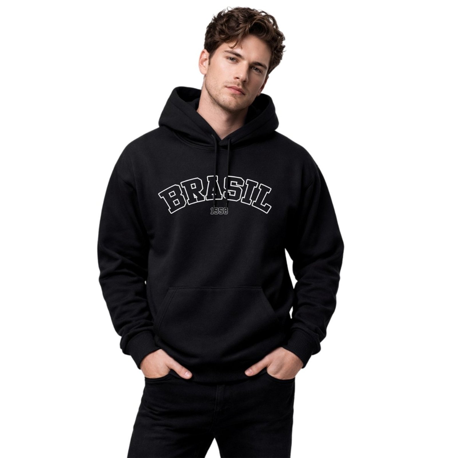 Moletom Com Capuz Masculino Brasil 1958 Casaco Street Casual Premium