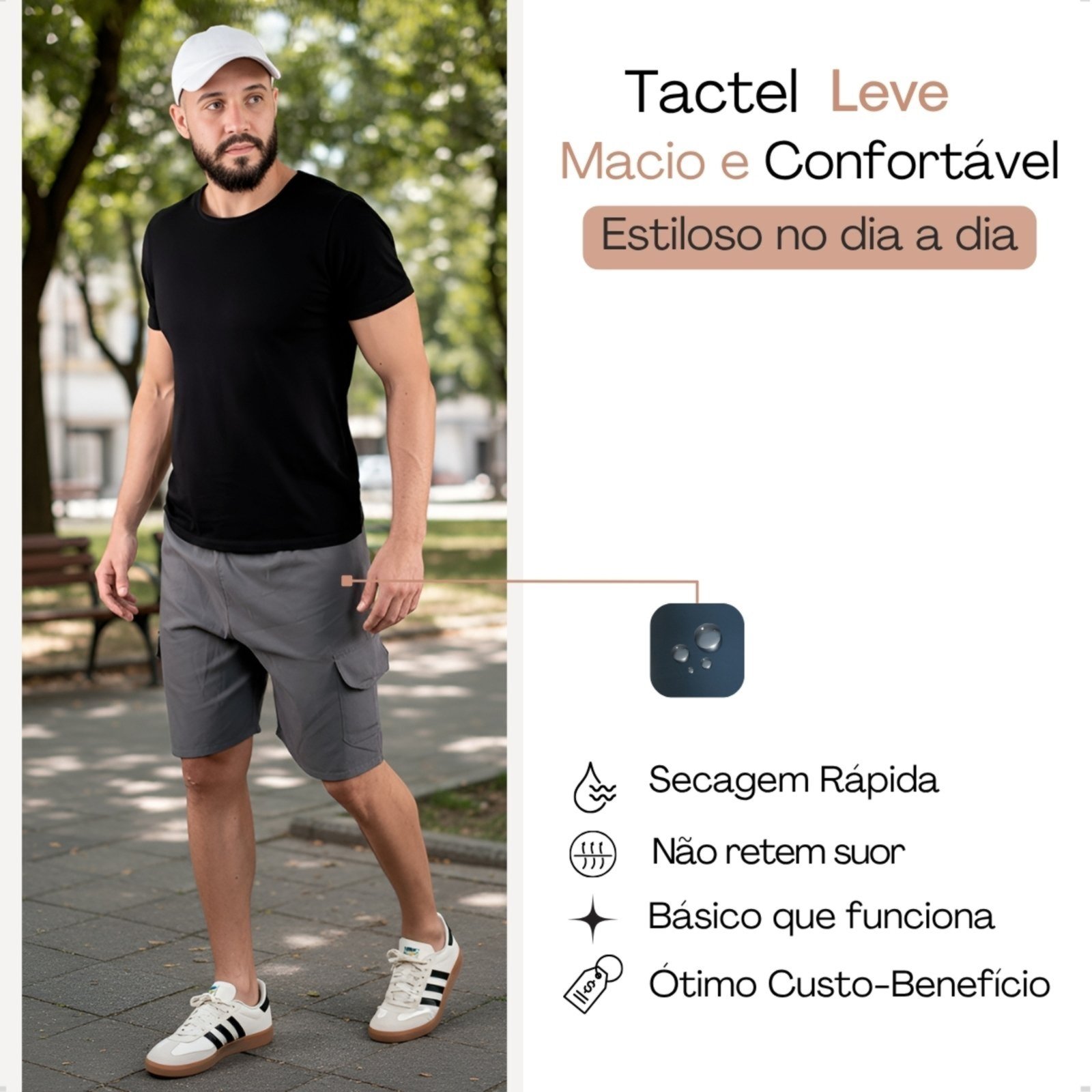 Vista 3 Bermuda Cargo Masculina Frent`s Short Treino Casual Esporte Frent's cinza/grafite Frent's cinza/grafite