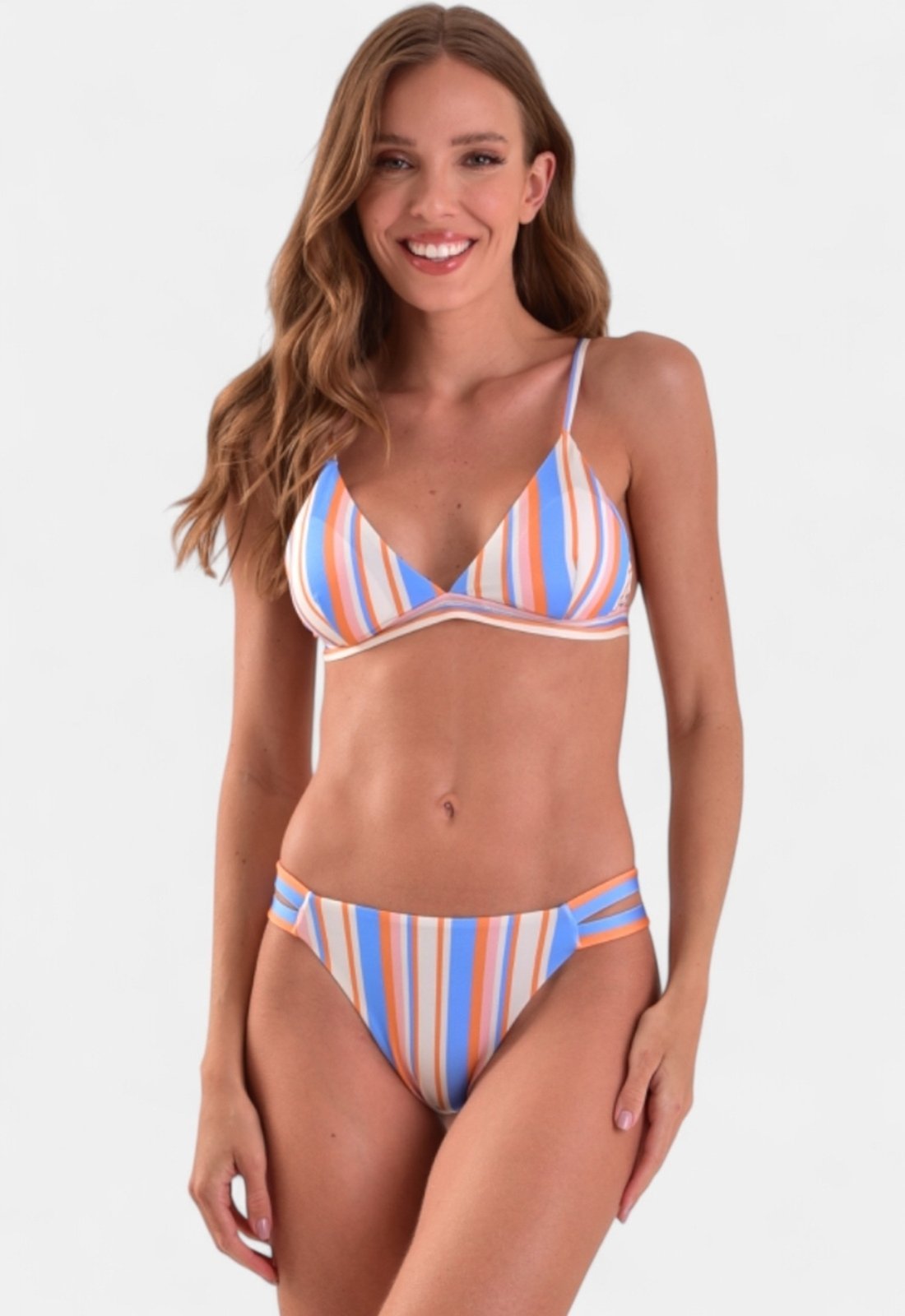 Biquíni Areia Branca Baly Frente Única Stripe Azul