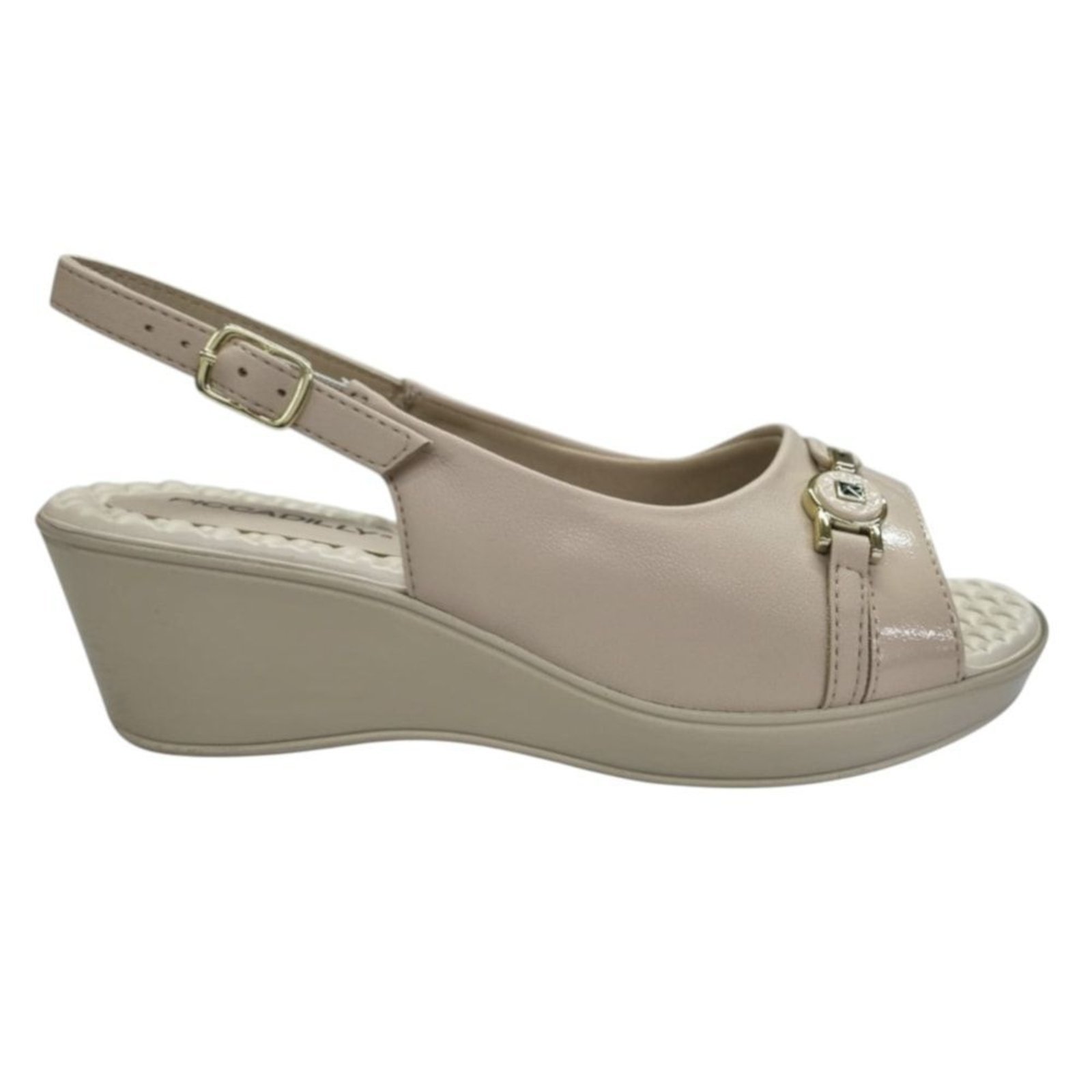 Sandália Slingback Piccadilly Cecilia Salto Anabela Feminino – Nude – piccadilly