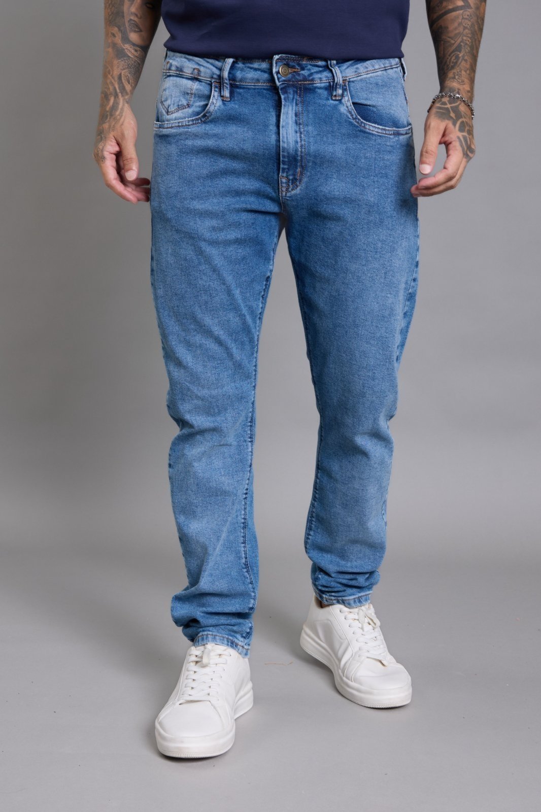 Calça Jeans Slim Masculina Arqueada Marmorizada Vintage na Core Azul Dialogo