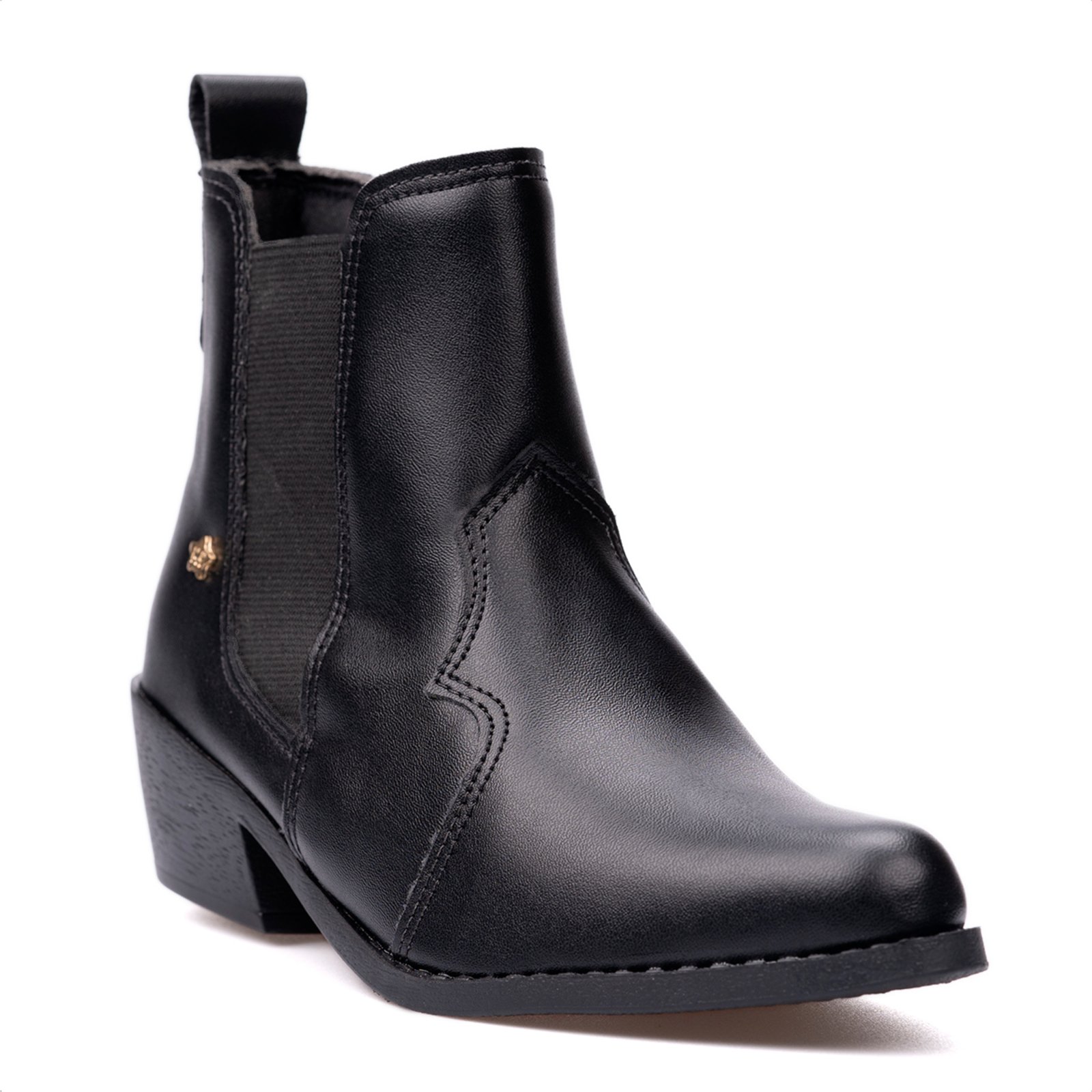 Infantil – Bota Menina Chelsea Bordada Bico Fino Salto Bloco