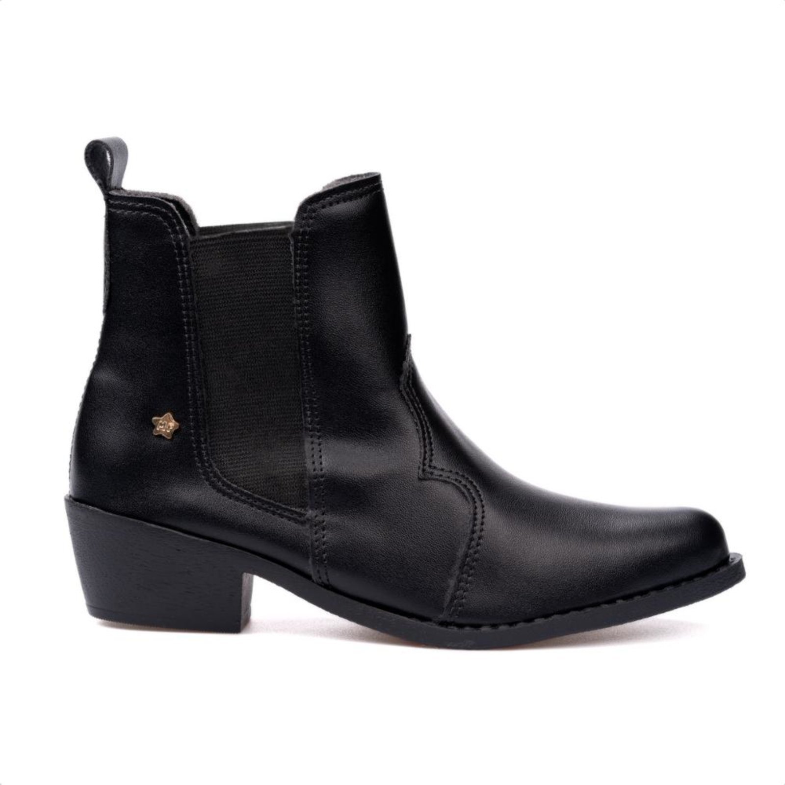 Vista 3 Infantil - Bota Menina Chelsea Bordada Bico Fino Salto Bloco Menina Fashion preto Menina Fashion preto