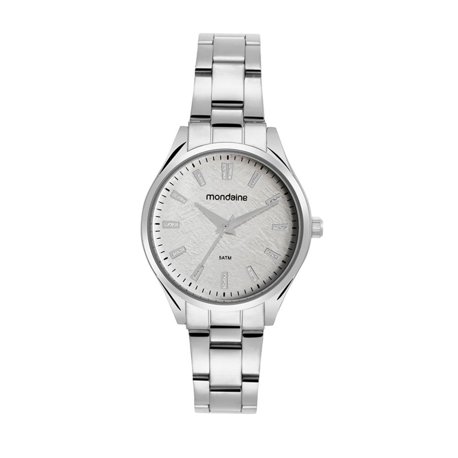 Relógio Mondaine Feminino Marcações Cristais Prata Mondaine