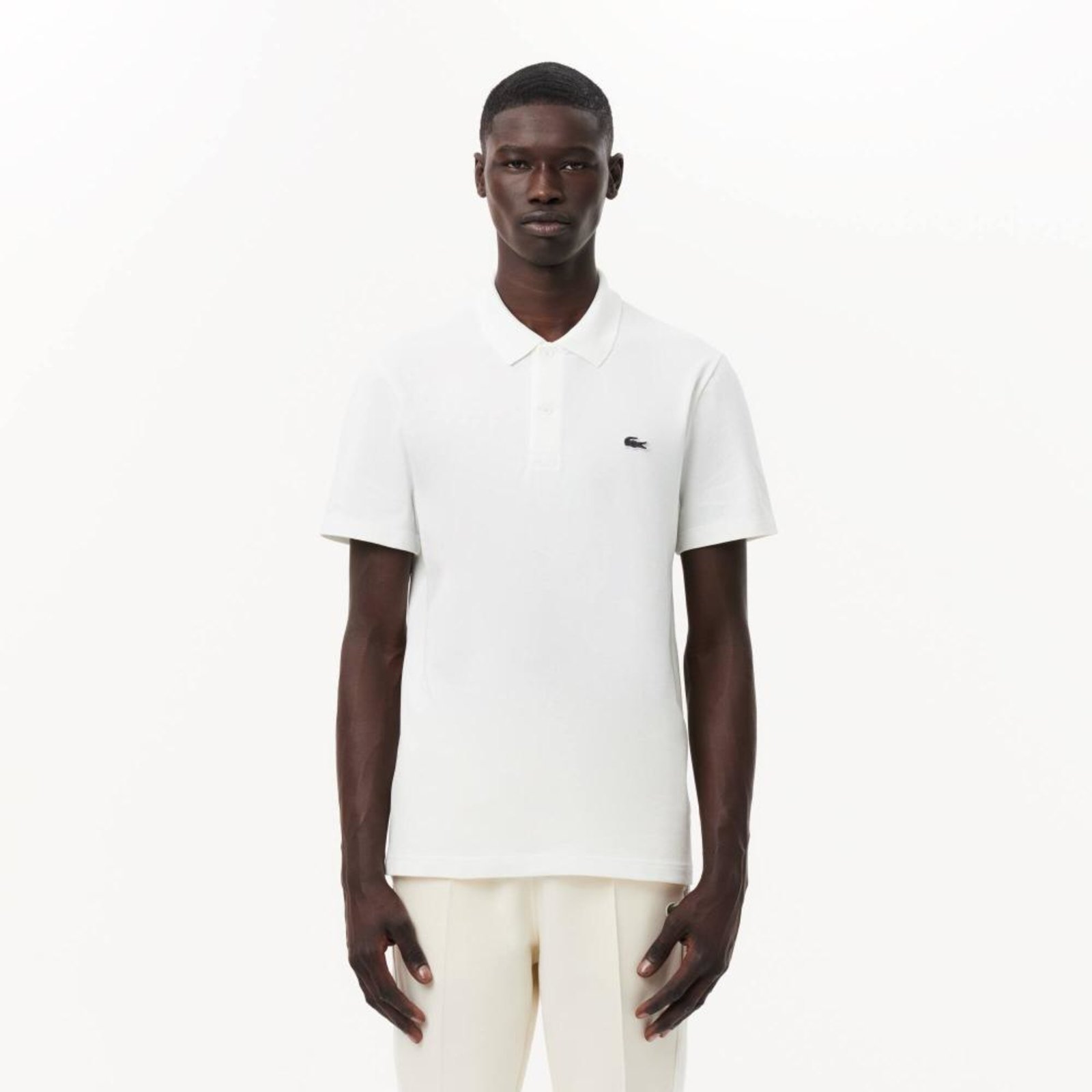 Camisa polo Lacoste de algodão misto de caimento regular Branco