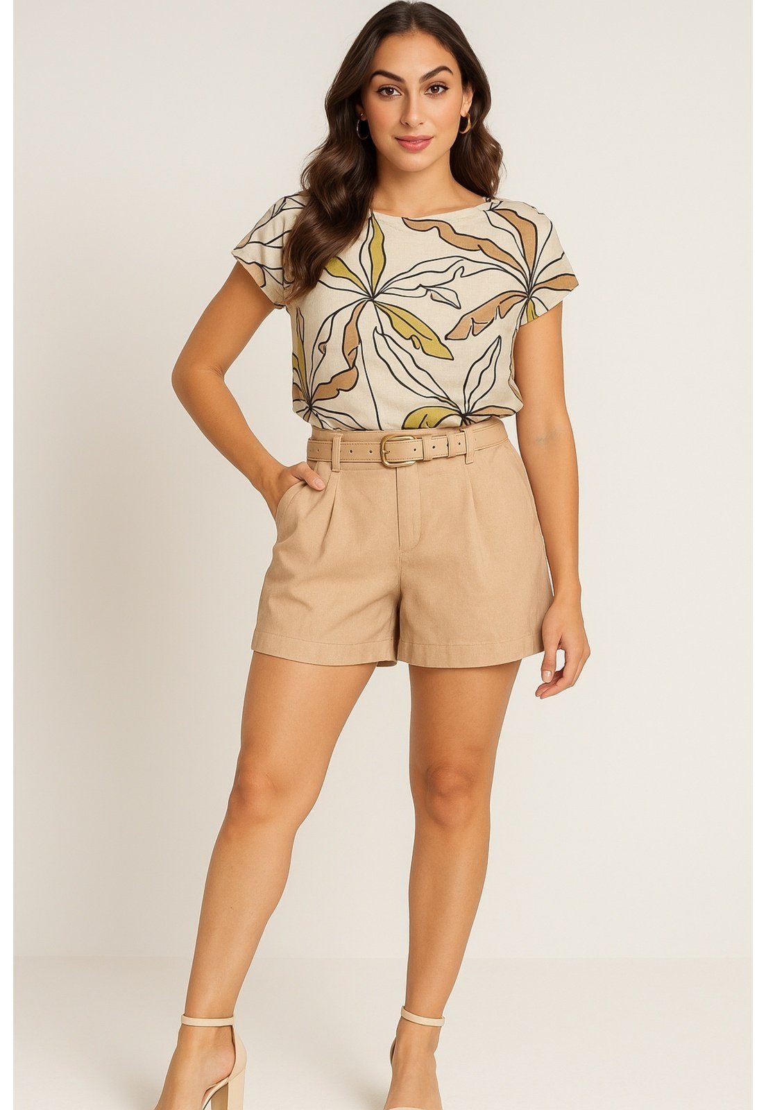 Blusa Rudély Estampada Bege