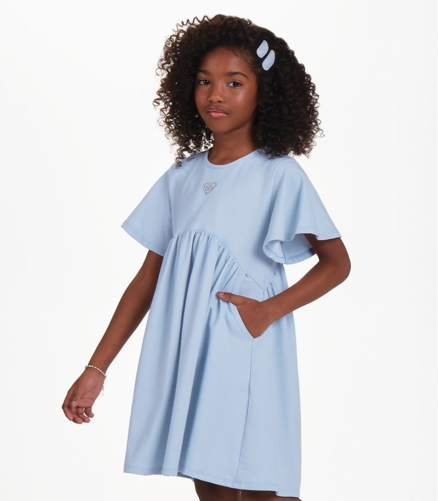 Infantil - Vestido Moletinho Denim Menina Trick Nick Azul