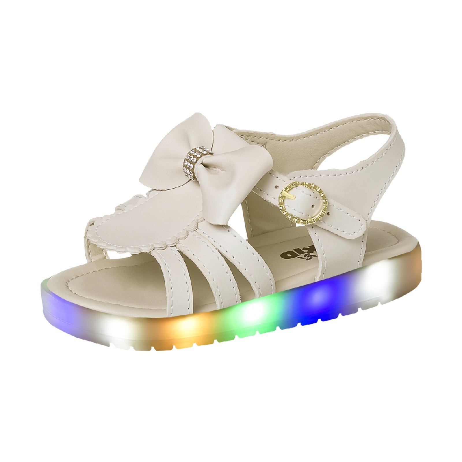 Infantil - Sandália Feminina Com Luz Luzinha Off White