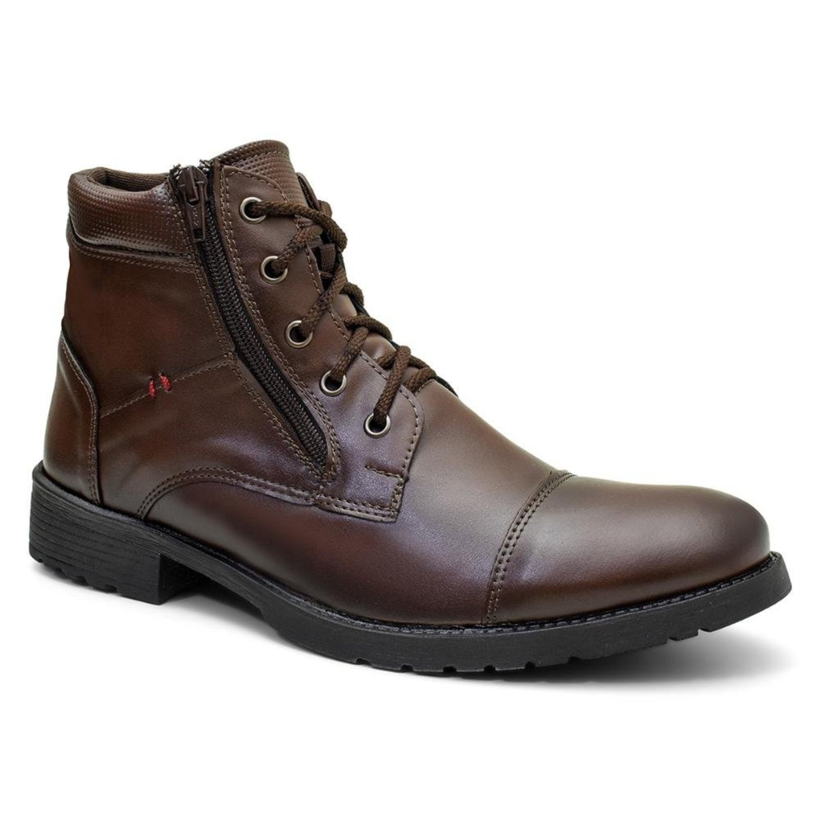 Bota Masculina Coturno Casual Zíper Lateral Antiderrapante Confortável Marrom