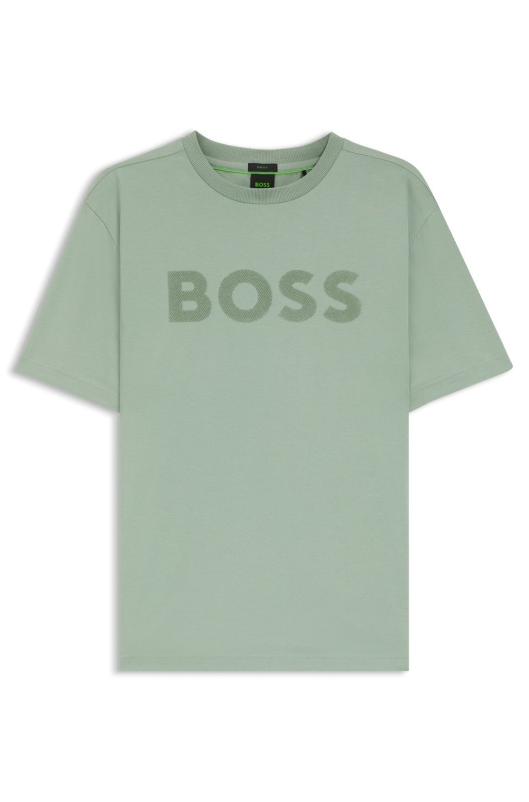 Camiseta De Ajuste Descontraído Em Algodão Elástico Com Logo