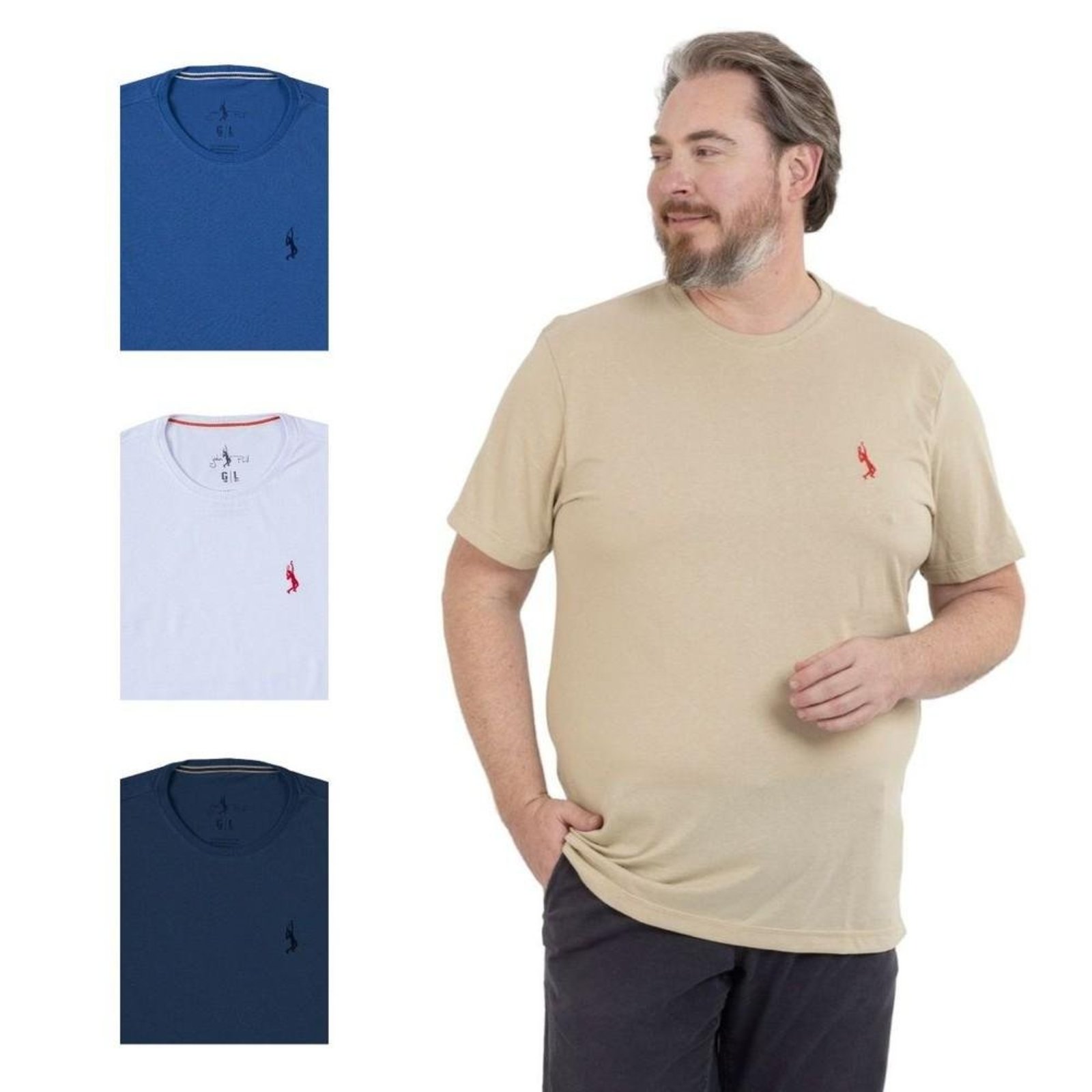 Kit 4 Camiseta Plus Size Básica Casual Masculina Confortável