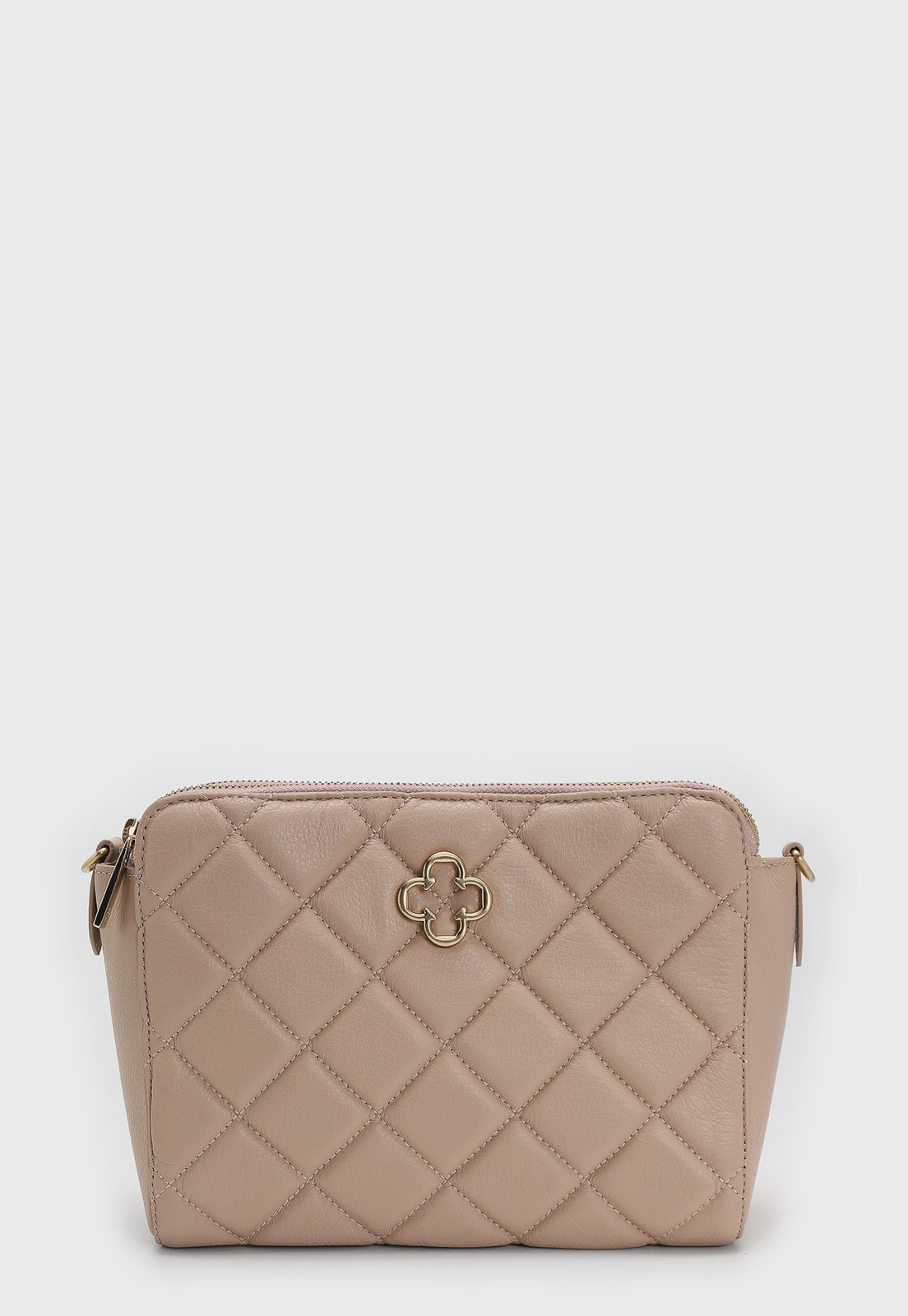 Bolsa Média Capodarte Matelassê Logo Dourado Nude