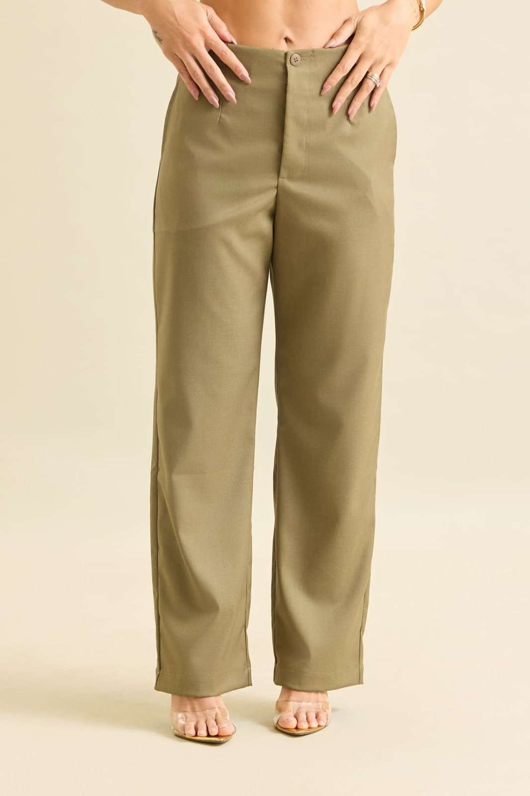 Calça Malha Color Feminina Reta Com Recortes Rise and Set Verde