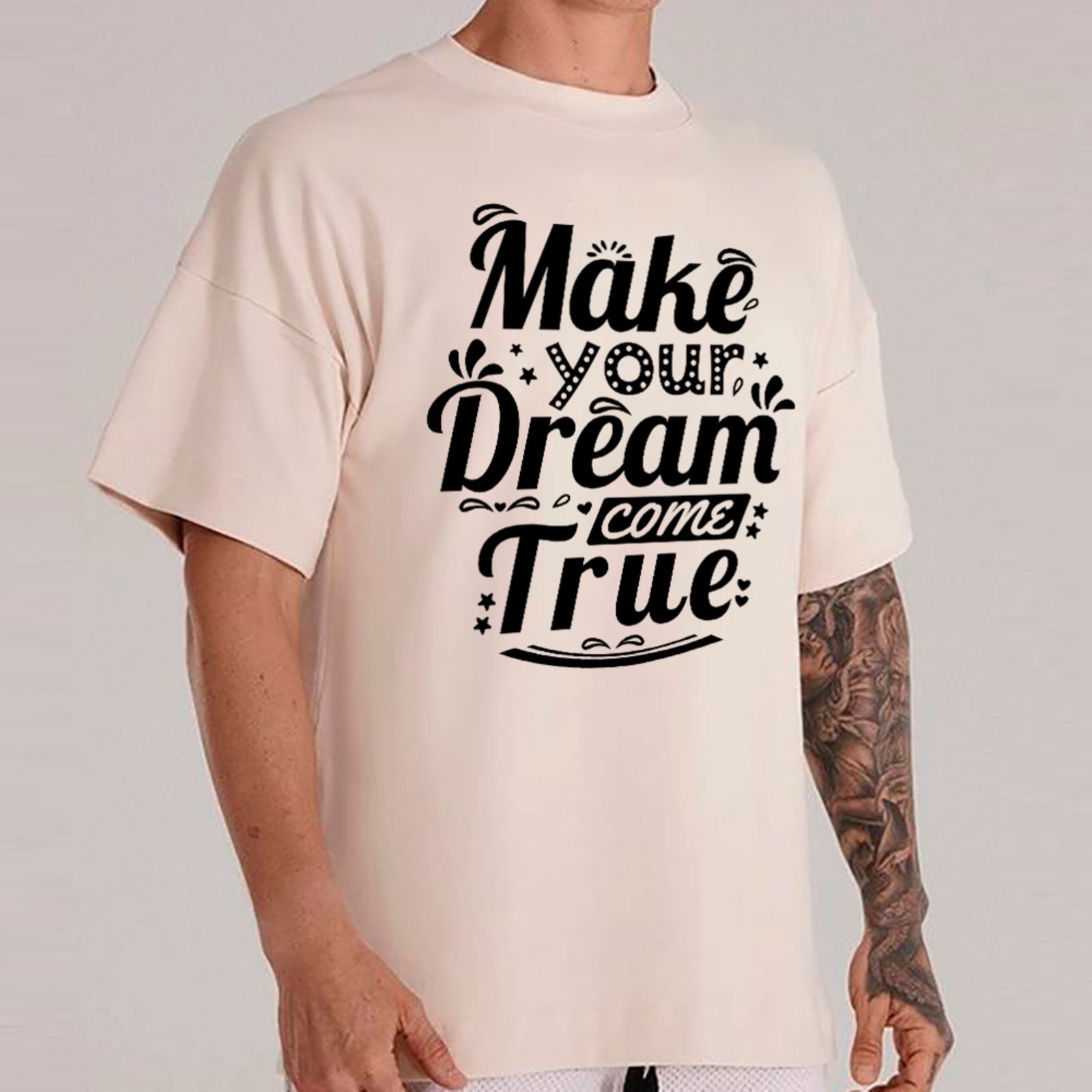 Camiseta Ousy Make Your Dream Come True Oversized Unissex Off White