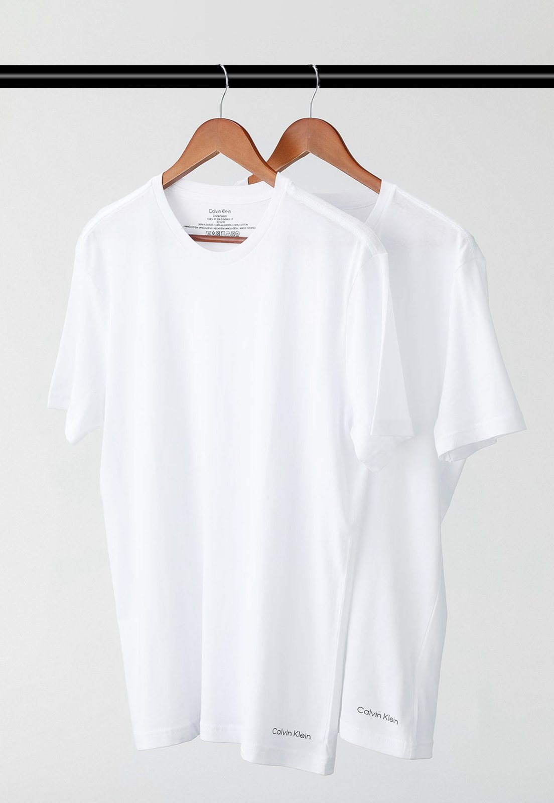 Kit 2pçs Camiseta Calvin Klein Underwear Crew Branca