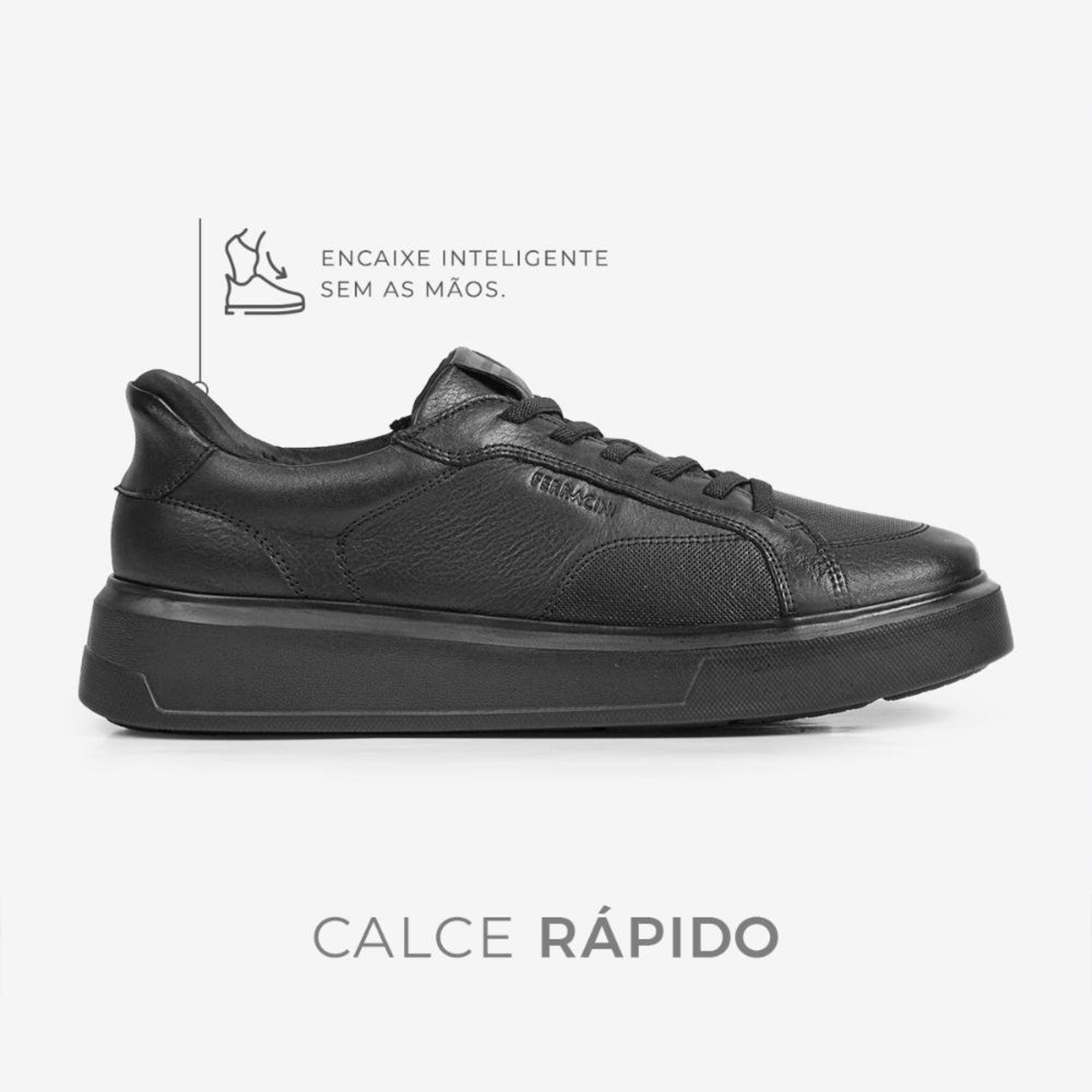 Tênis Ferracini Calce Rápido Flip Classic de Couro 9110-733C Preto
