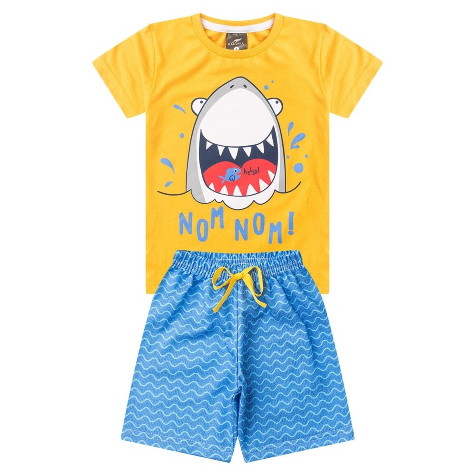 Vista 3 Infantil - Conjunto Menino Algodão Premium Tubarão Kangulu ROSA AZUL KIDS amarelo ROSA AZUL KIDS amarelo