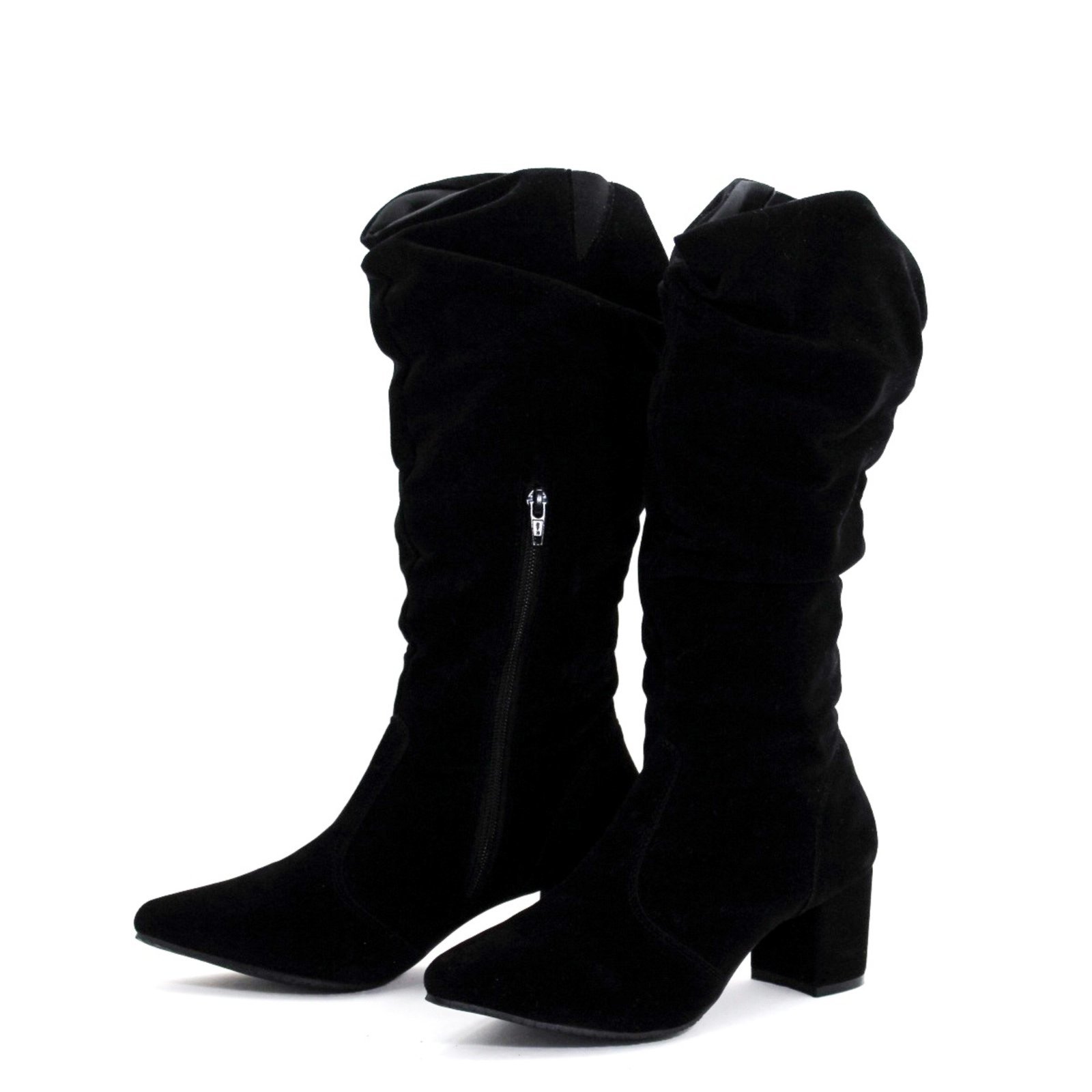 Botas Femininas Sloutchy Lirom Cano Alto Longo Inverno Camurça Preta