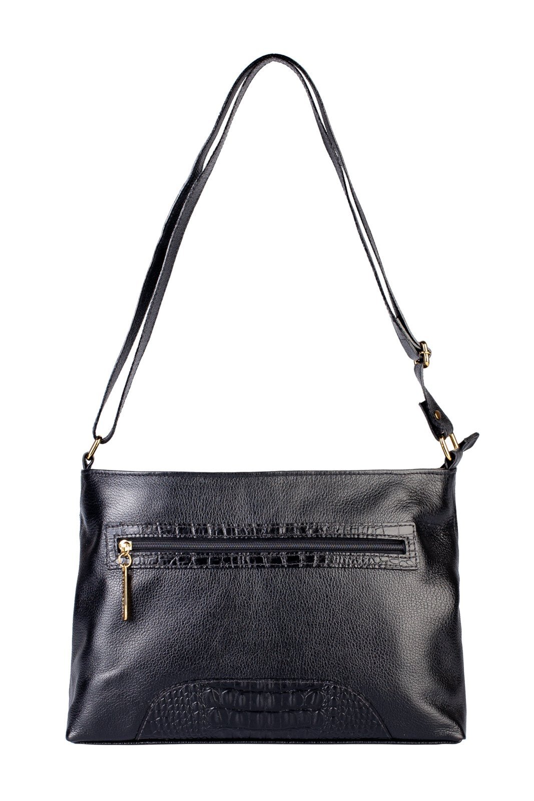 Bolsa transversal de couro liso Antonela - Preto