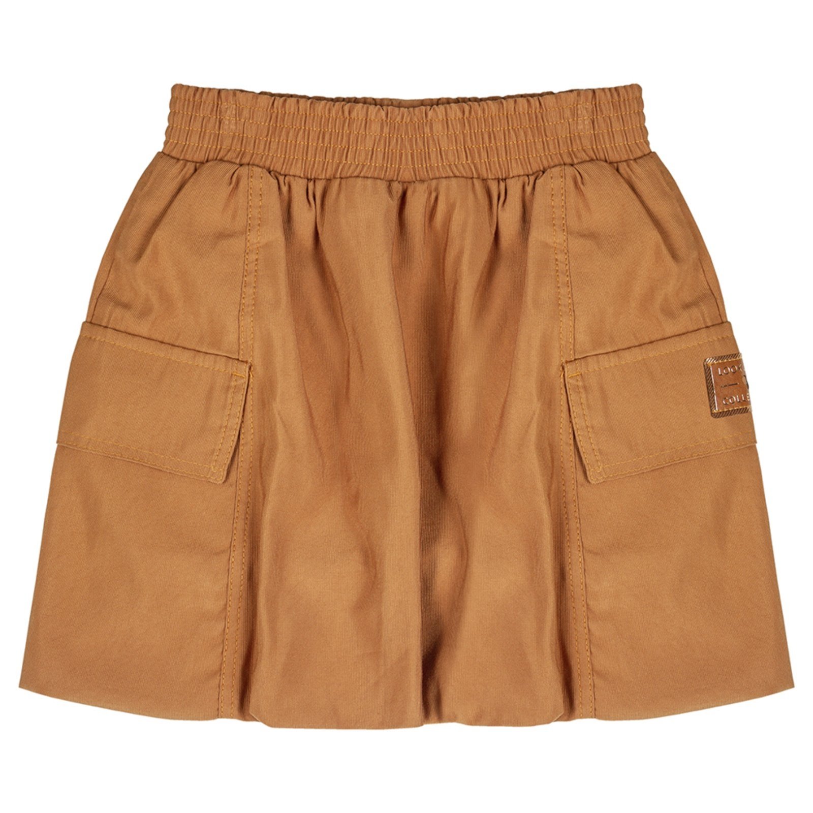 Vista 3 Infantil - Saia Juvenil Look Jeans Balonê Ferrugem caramelo Look Jeans caramelo