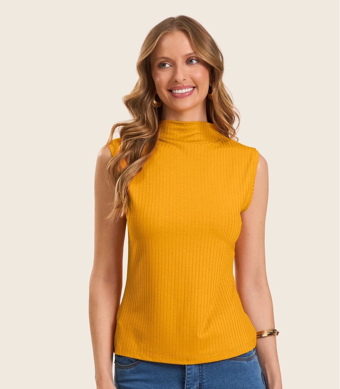 Blusa em Ribana Canelada Rovitex Amarelo