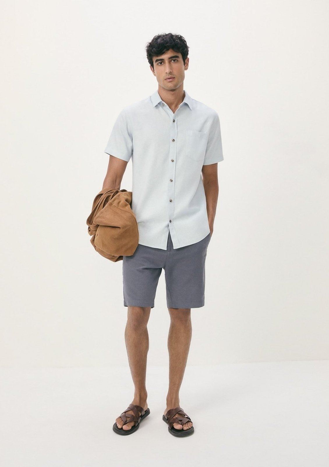 Bermuda Masculina Reta Com Linho Hering