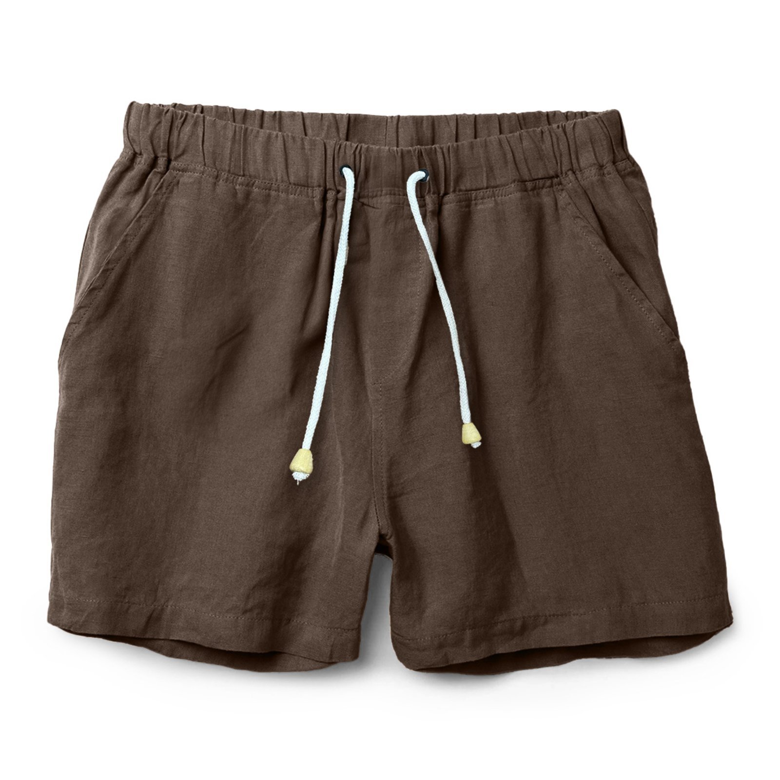 Vista 3 Kit 2 Shorts Linho Premium Bermuda Masculina Moderno e Leve Relaxado marrom Relaxado marrom