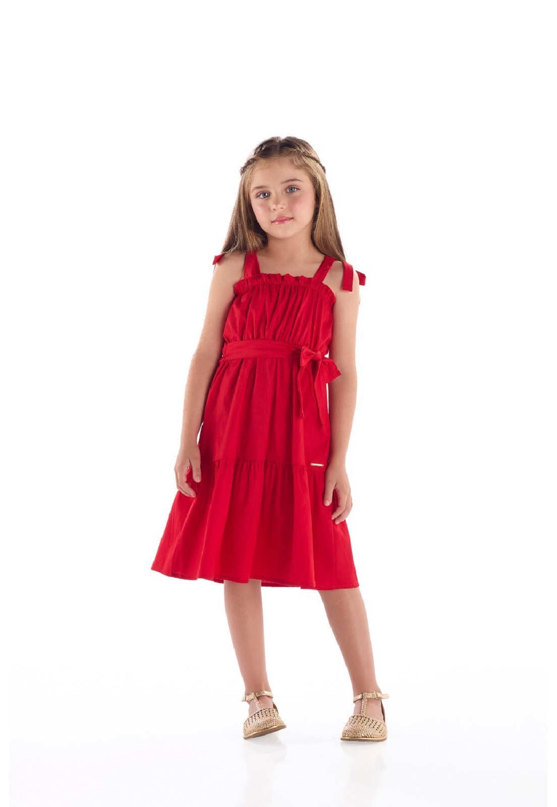 Infantil - Vestido em Tricoline Quimby Vermelho