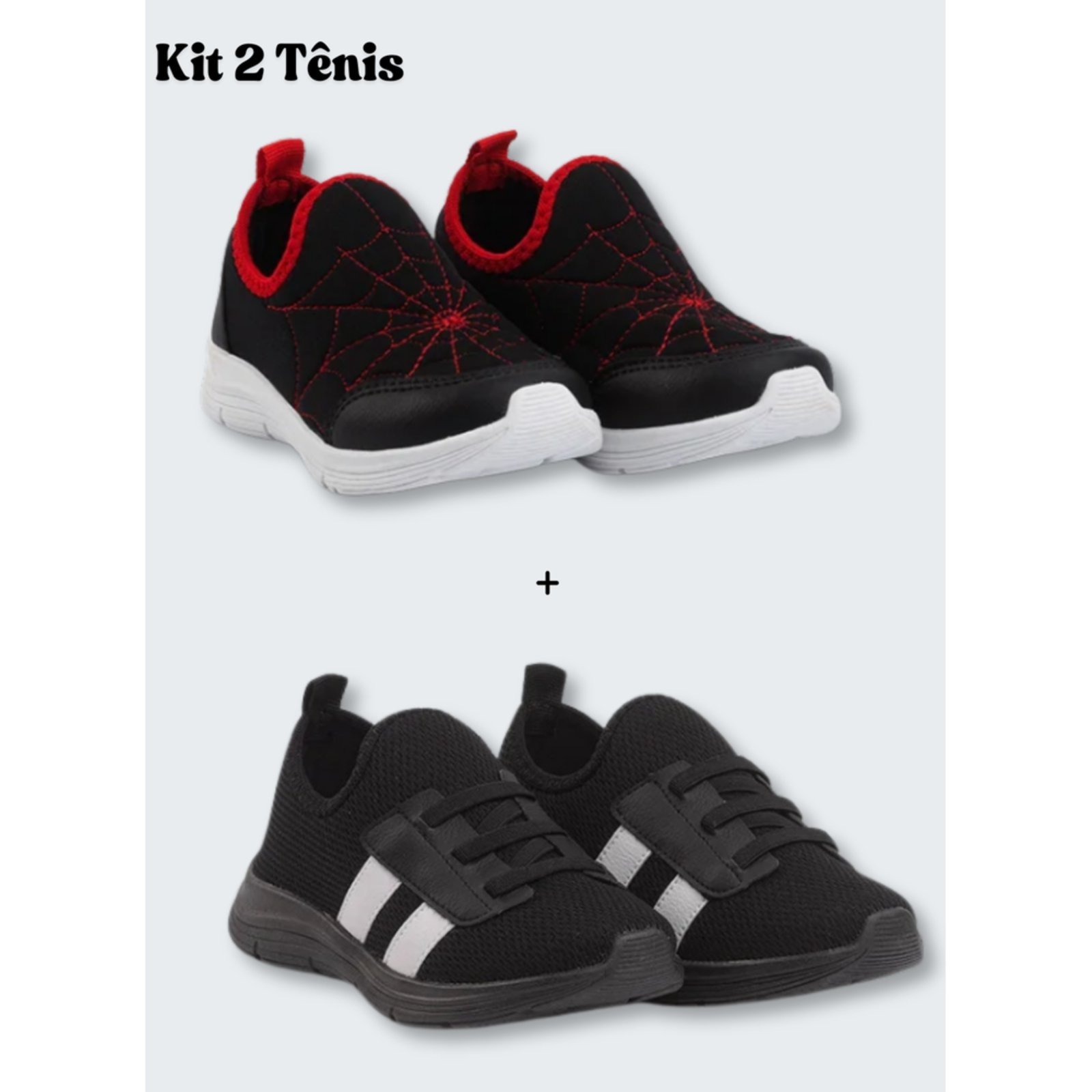 Infantil - Kit 2 Pares De Tênis Menino Molekada Esportivo Listrado E Slip On Aranha
