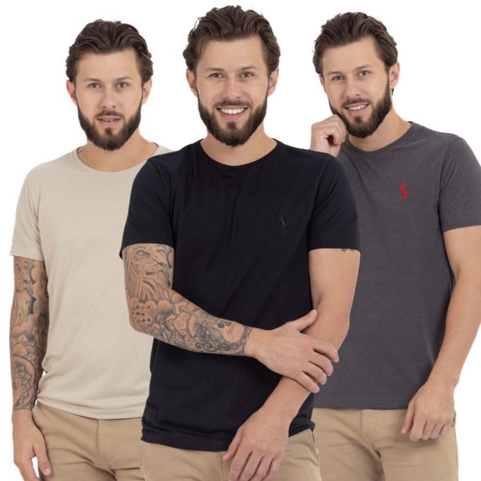 Kit 3 Camiseta Básica Casual Masculina Confortável em Malha Leve