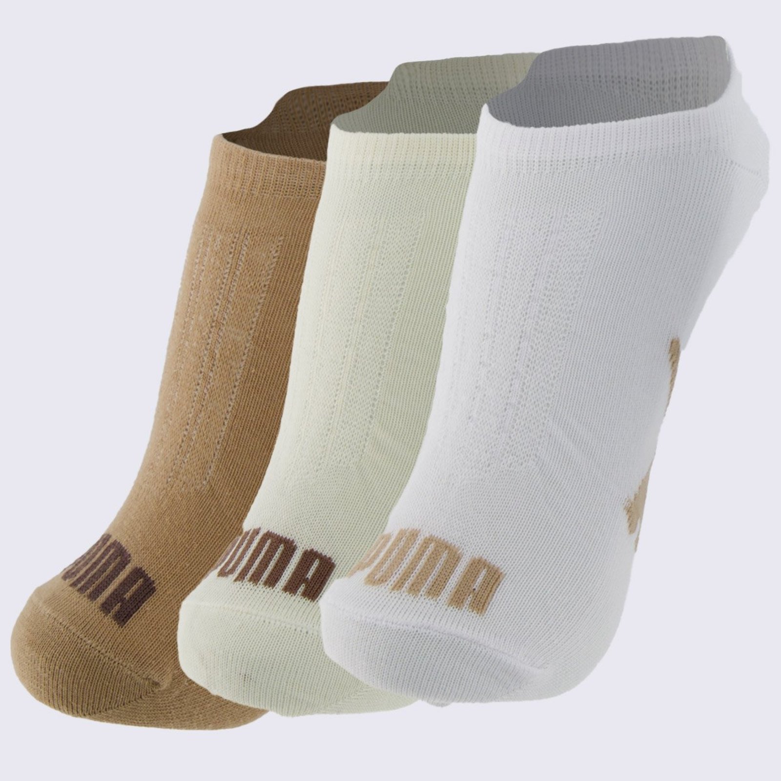 Kit Meia Puma Sapatilha 3 Pares Marrom Off White e Branca
