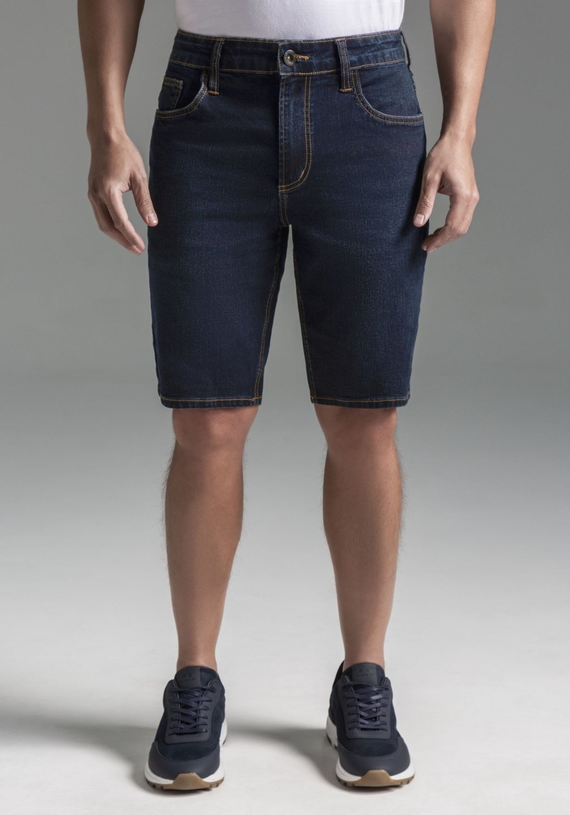Bermuda Jeans Masculina Reta Escura