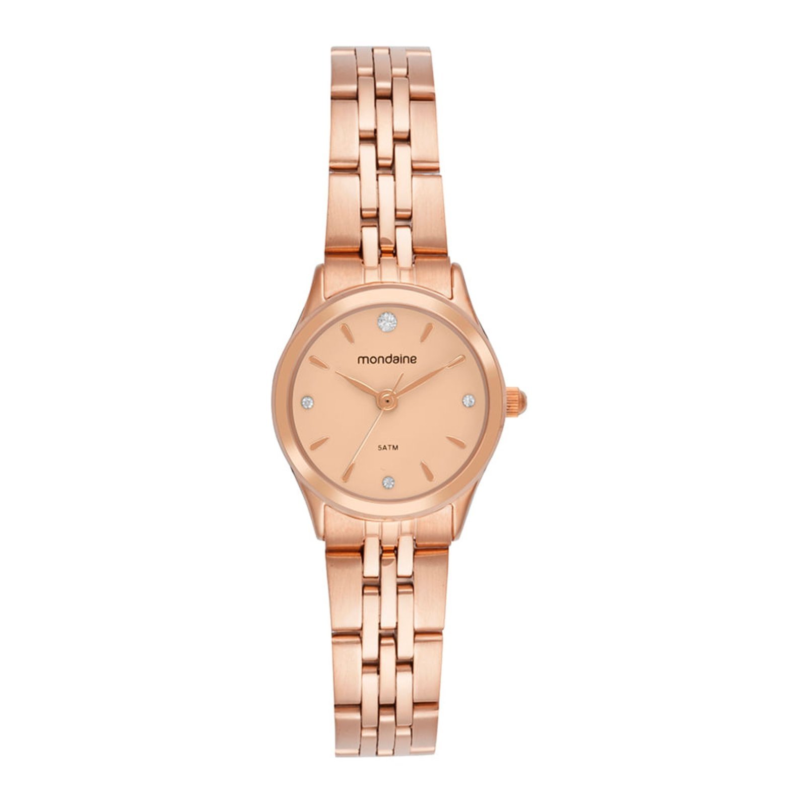 Relógio Feminino Mondaine Dourado Caixa Pequena Rose Aço Mondaine
