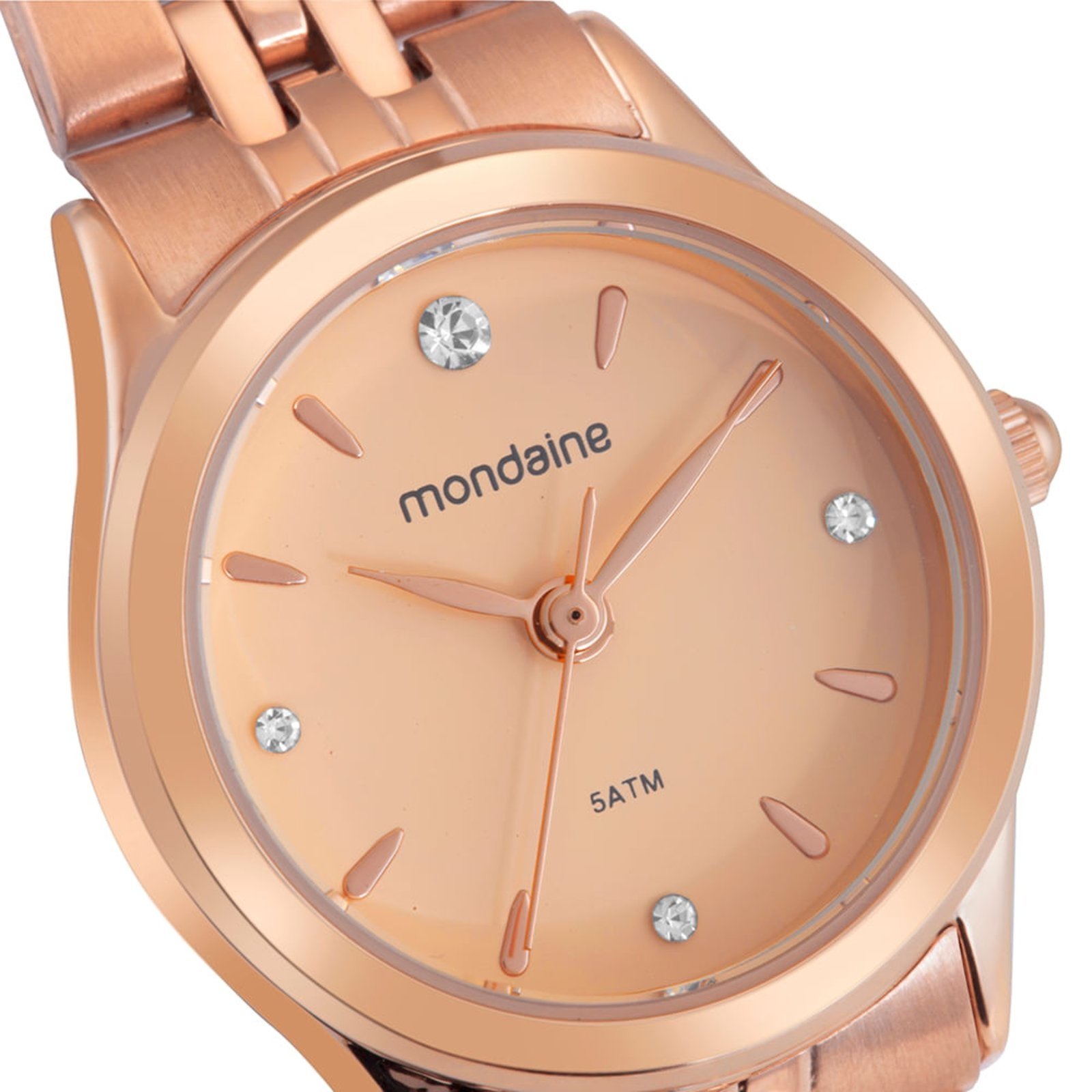 Vista 3 Relógio Feminino Mondaine Dourado Caixa Pequena Rose Aço rosa rose Mondaine rosa rose
