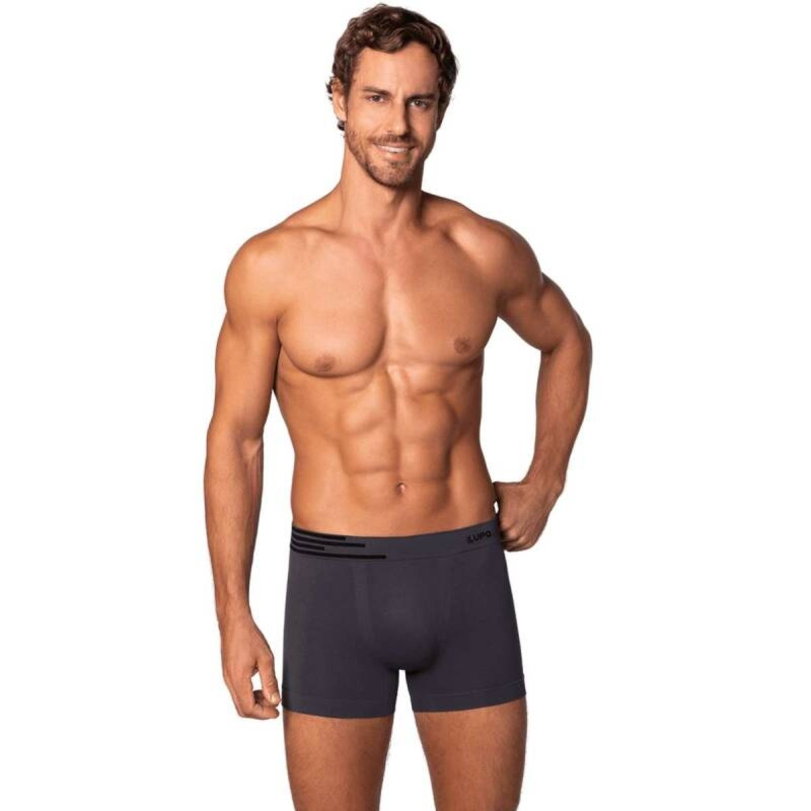 Vista 2 Cueca Lupo Boxer Am Microfibra - Masculina preto Lupo preto
